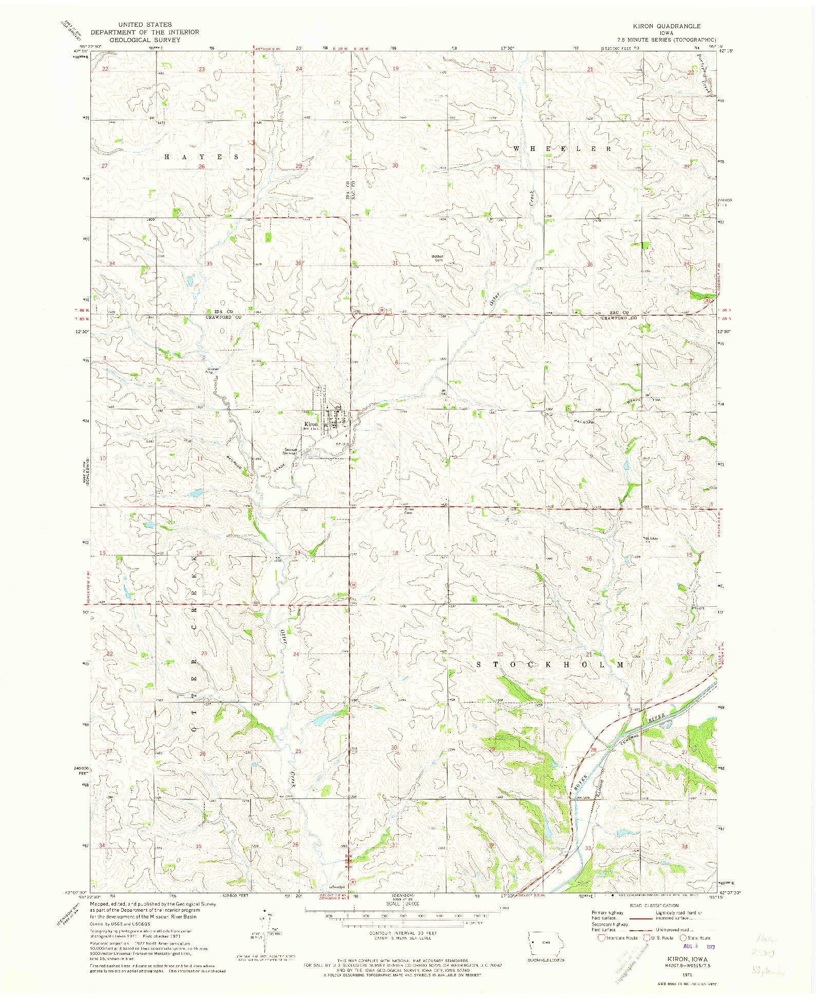 USGS 1:24000-SCALE QUADRANGLE FOR KIRON, IA 1971