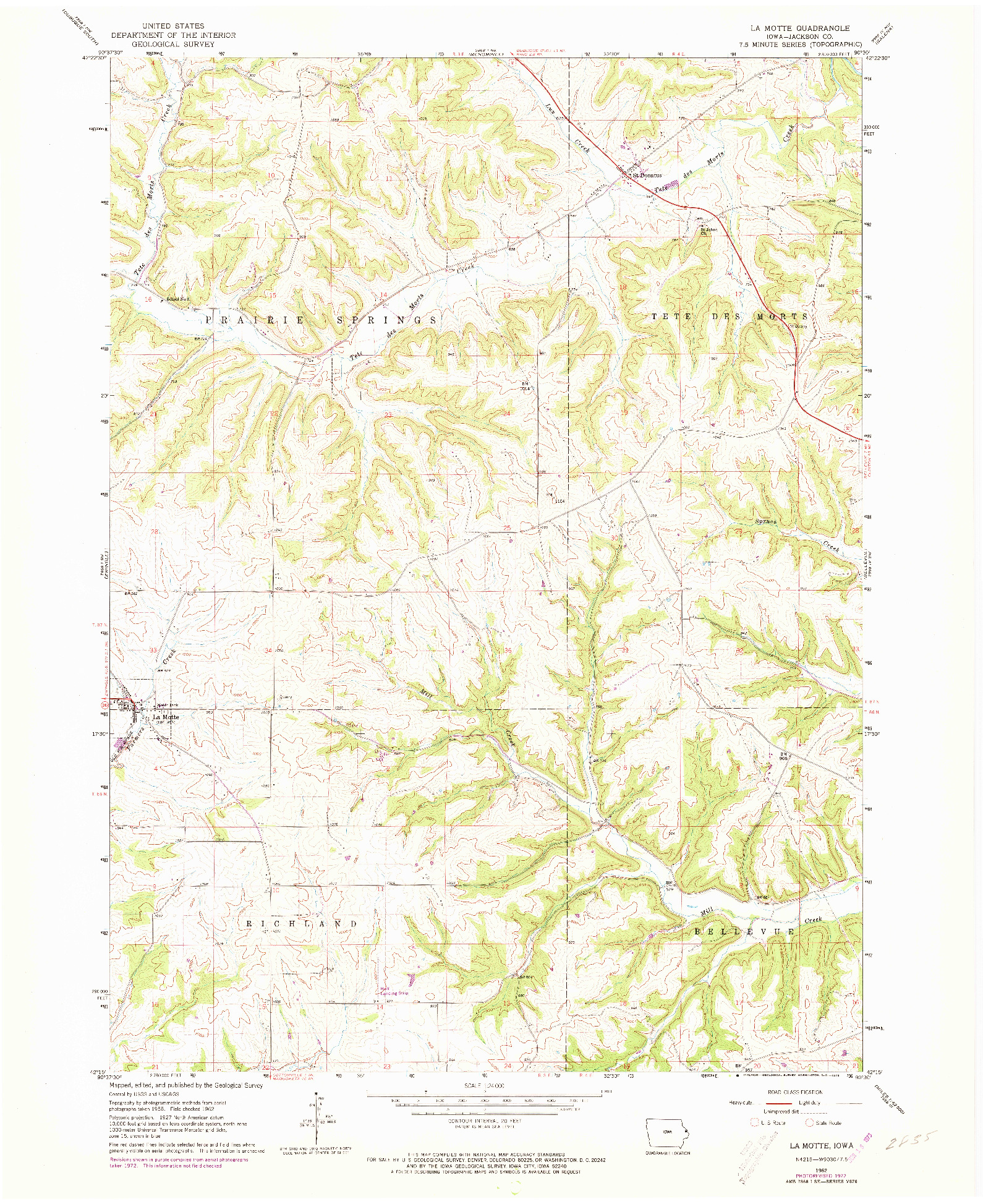 USGS 1:24000-SCALE QUADRANGLE FOR LA MOTTE, IA 1962