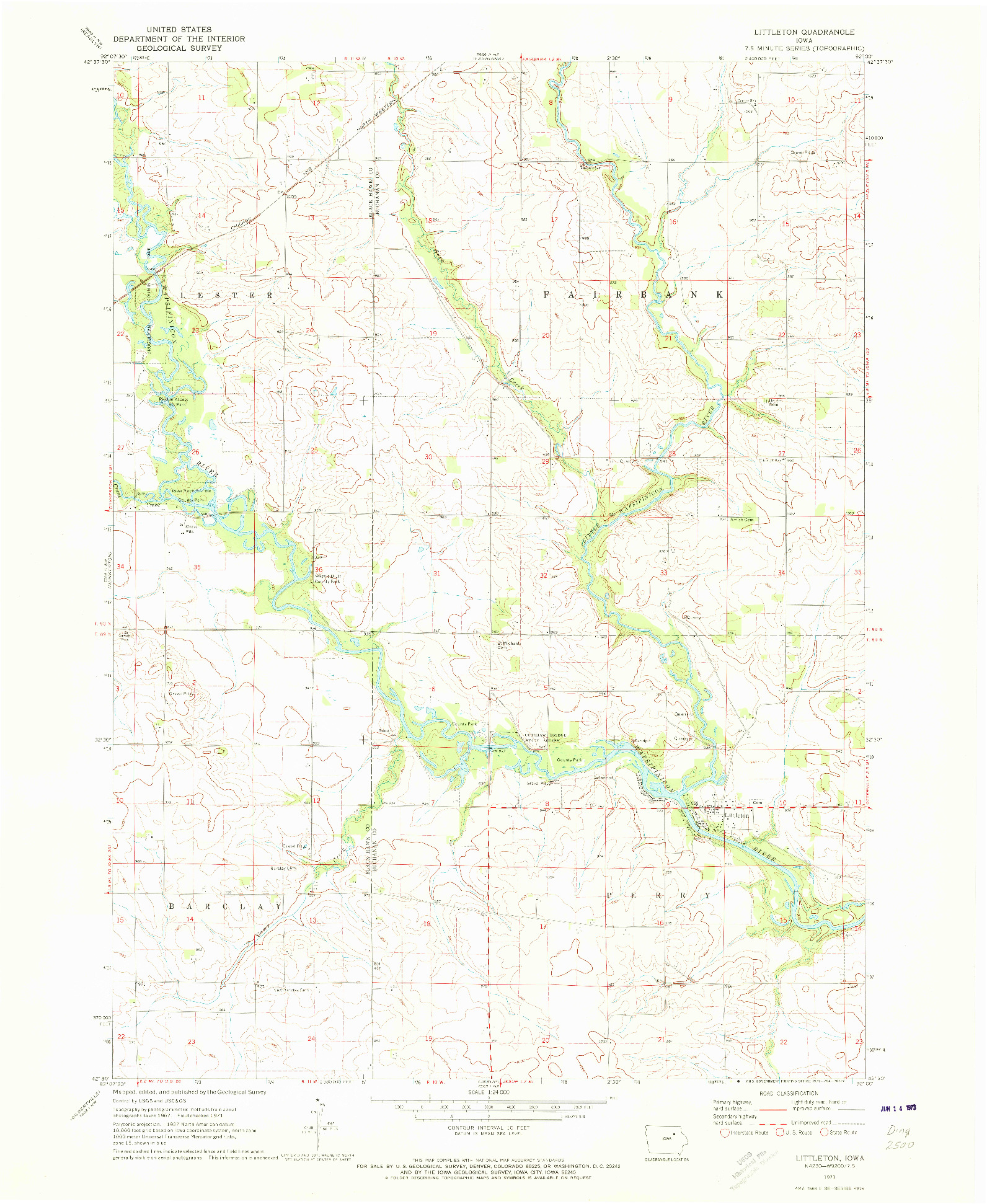 USGS 1:24000-SCALE QUADRANGLE FOR LITTLETON, IA 1971