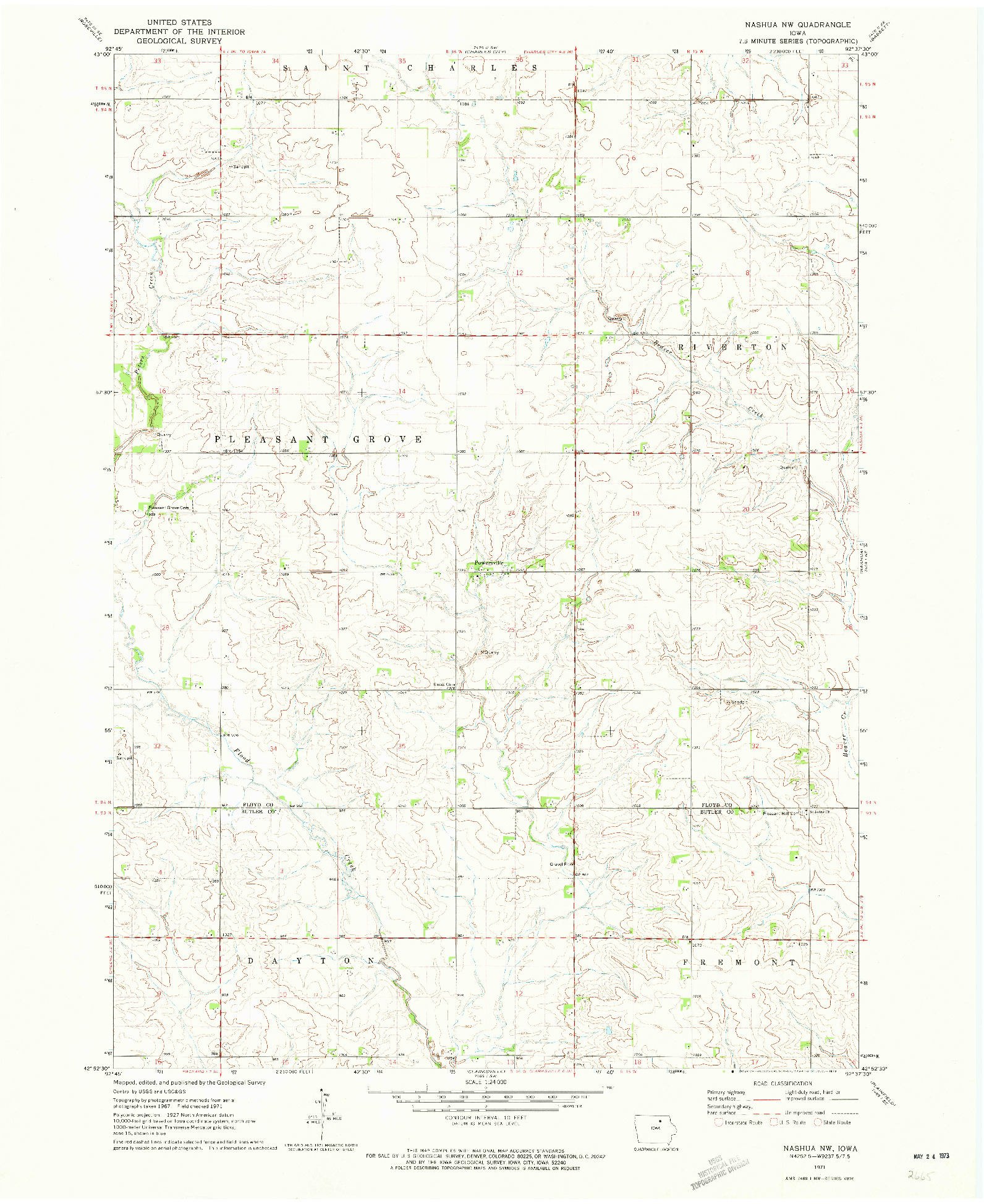 USGS 1:24000-SCALE QUADRANGLE FOR NASHUA NW, IA 1971
