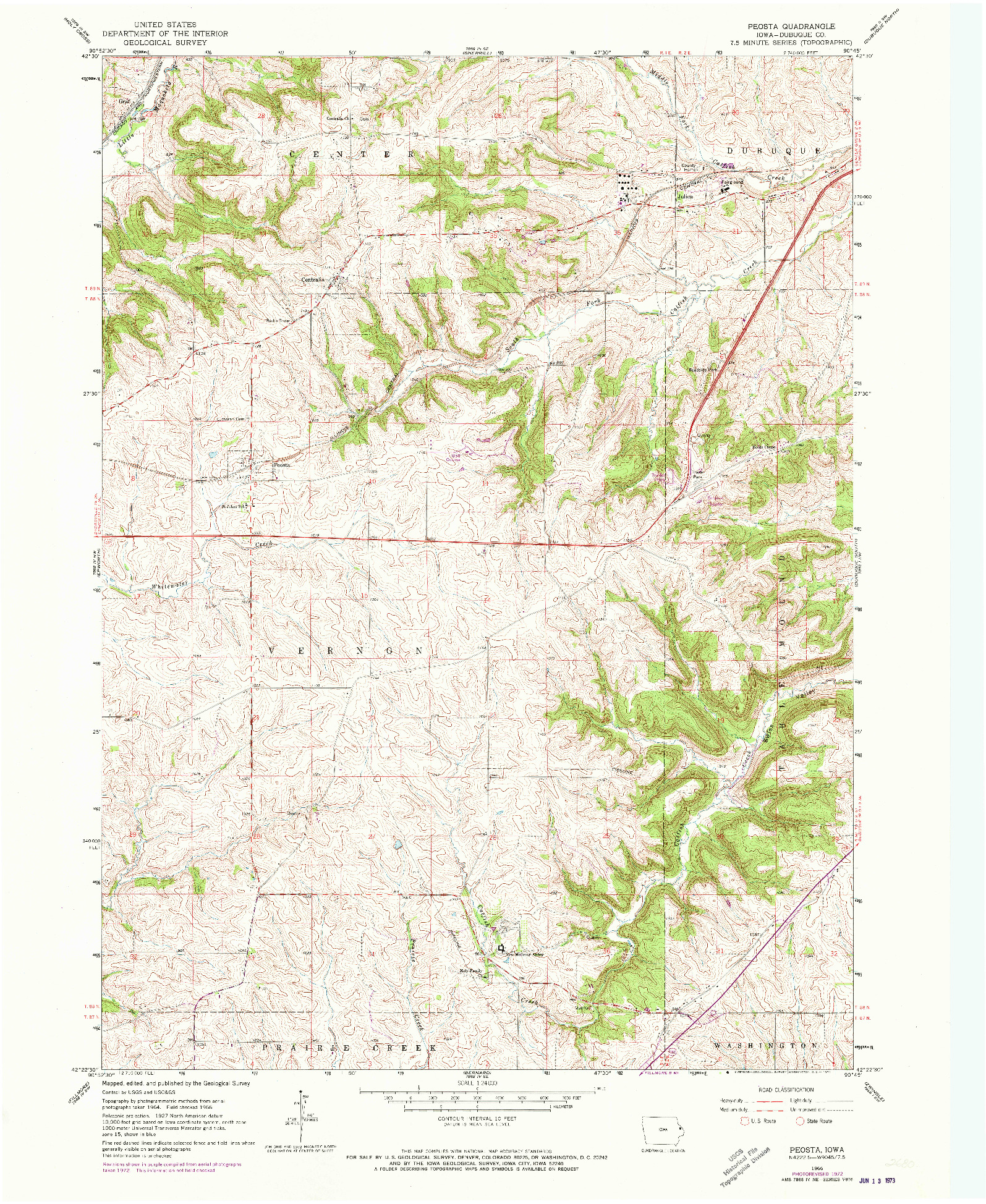 USGS 1:24000-SCALE QUADRANGLE FOR PEOSTA, IA 1966