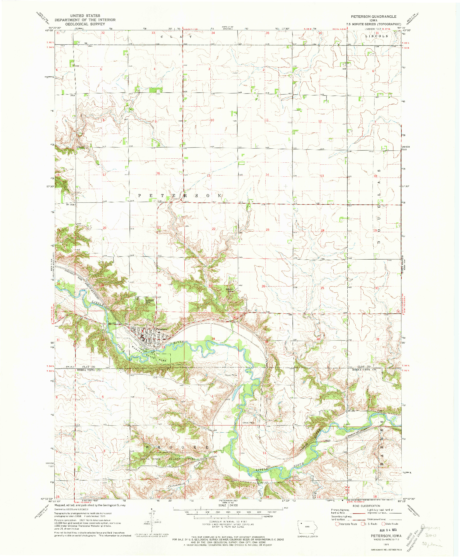 USGS 1:24000-SCALE QUADRANGLE FOR PETERSBURG, IA 1971