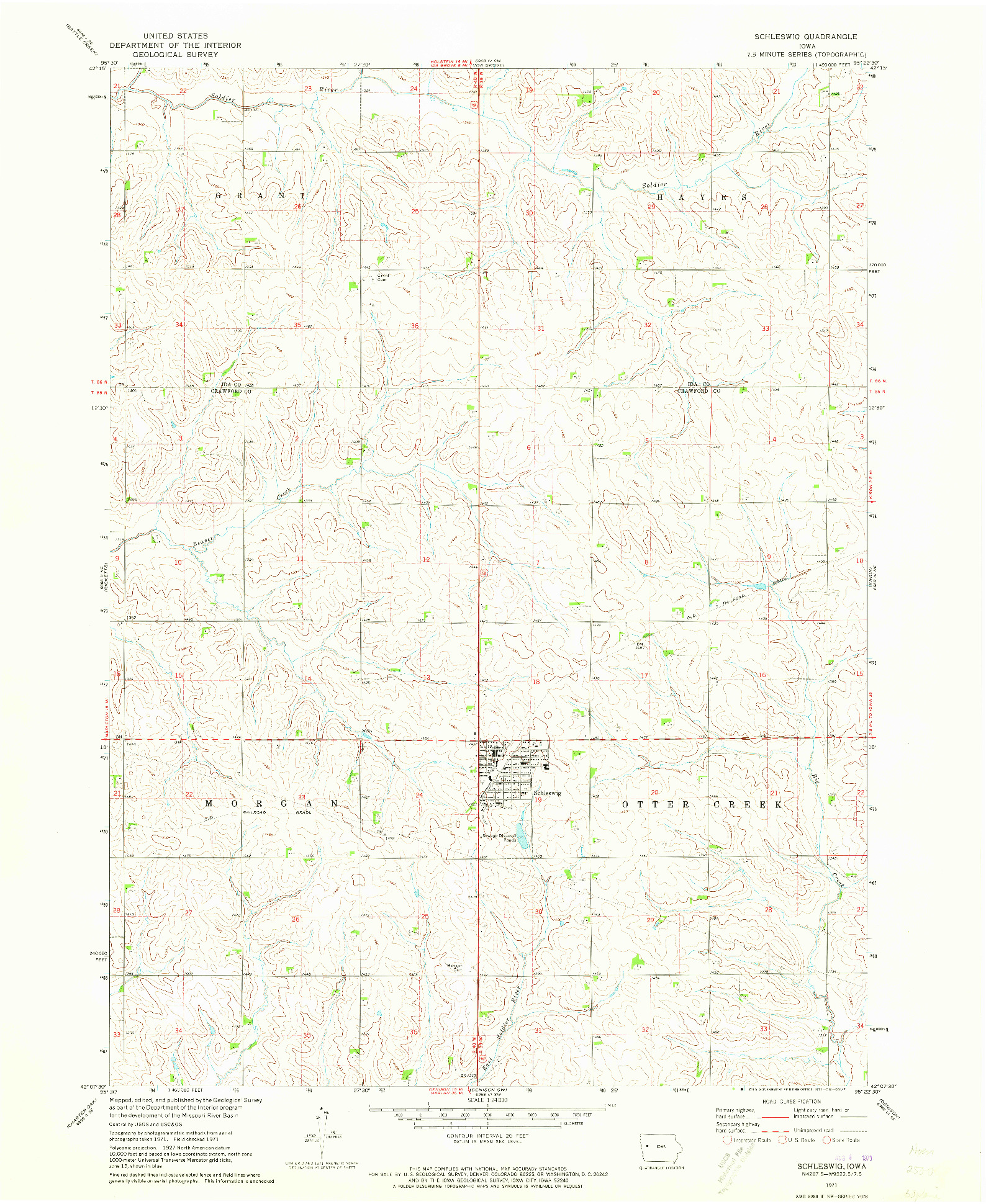 USGS 1:24000-SCALE QUADRANGLE FOR SCHLESWIG, IA 1971