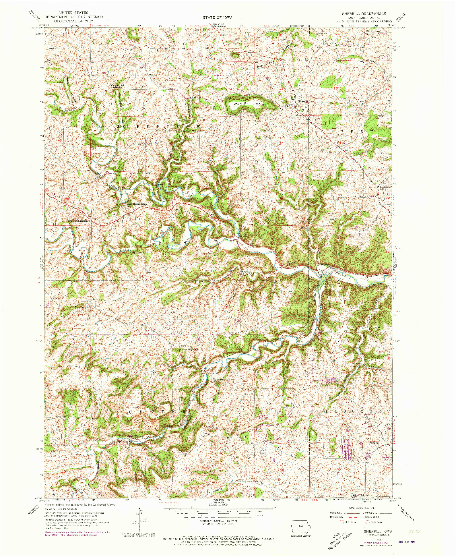USGS 1:24000-SCALE QUADRANGLE FOR SHERRILL, IA 1956