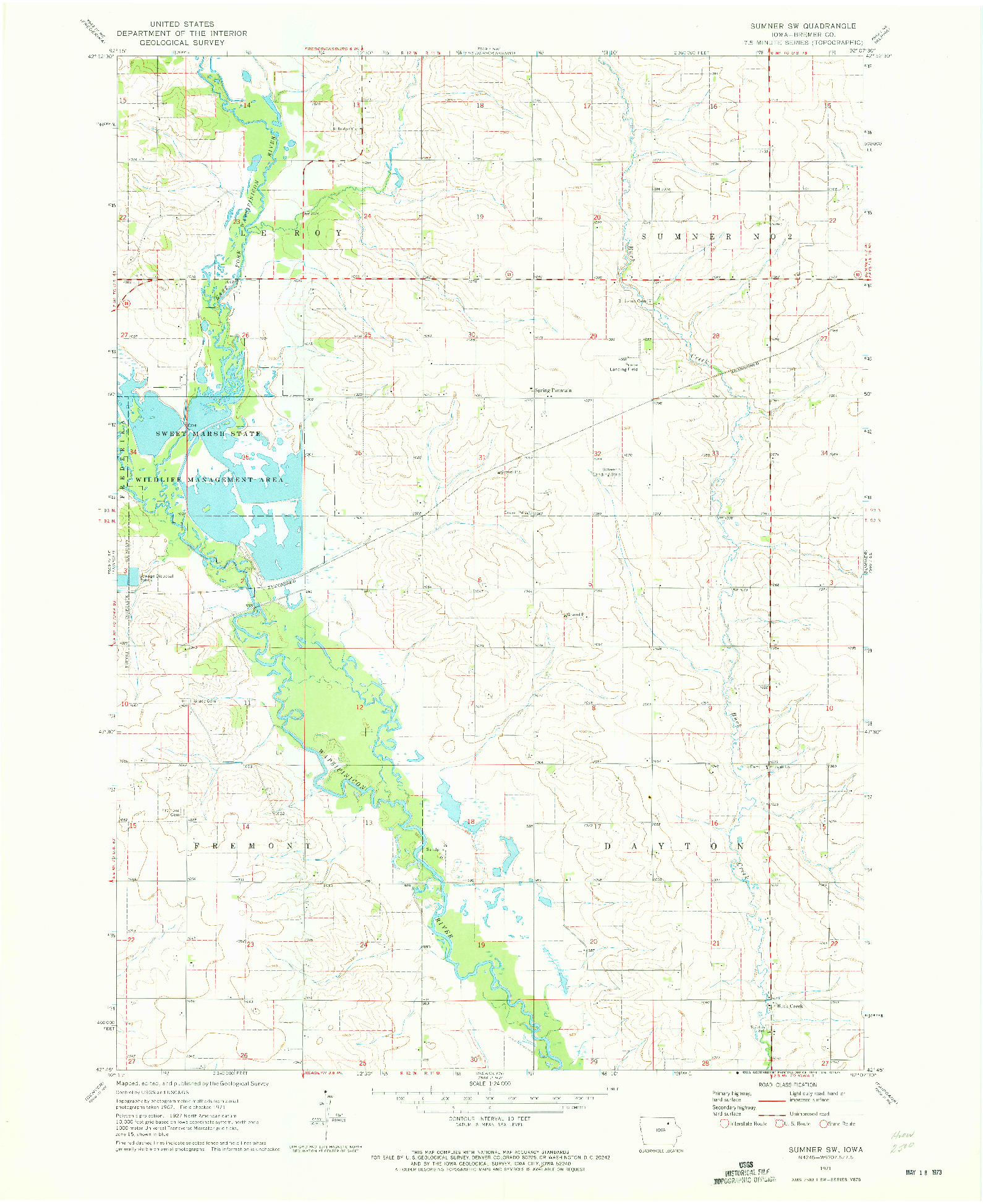 USGS 1:24000-SCALE QUADRANGLE FOR SUMNER SW, IA 1971