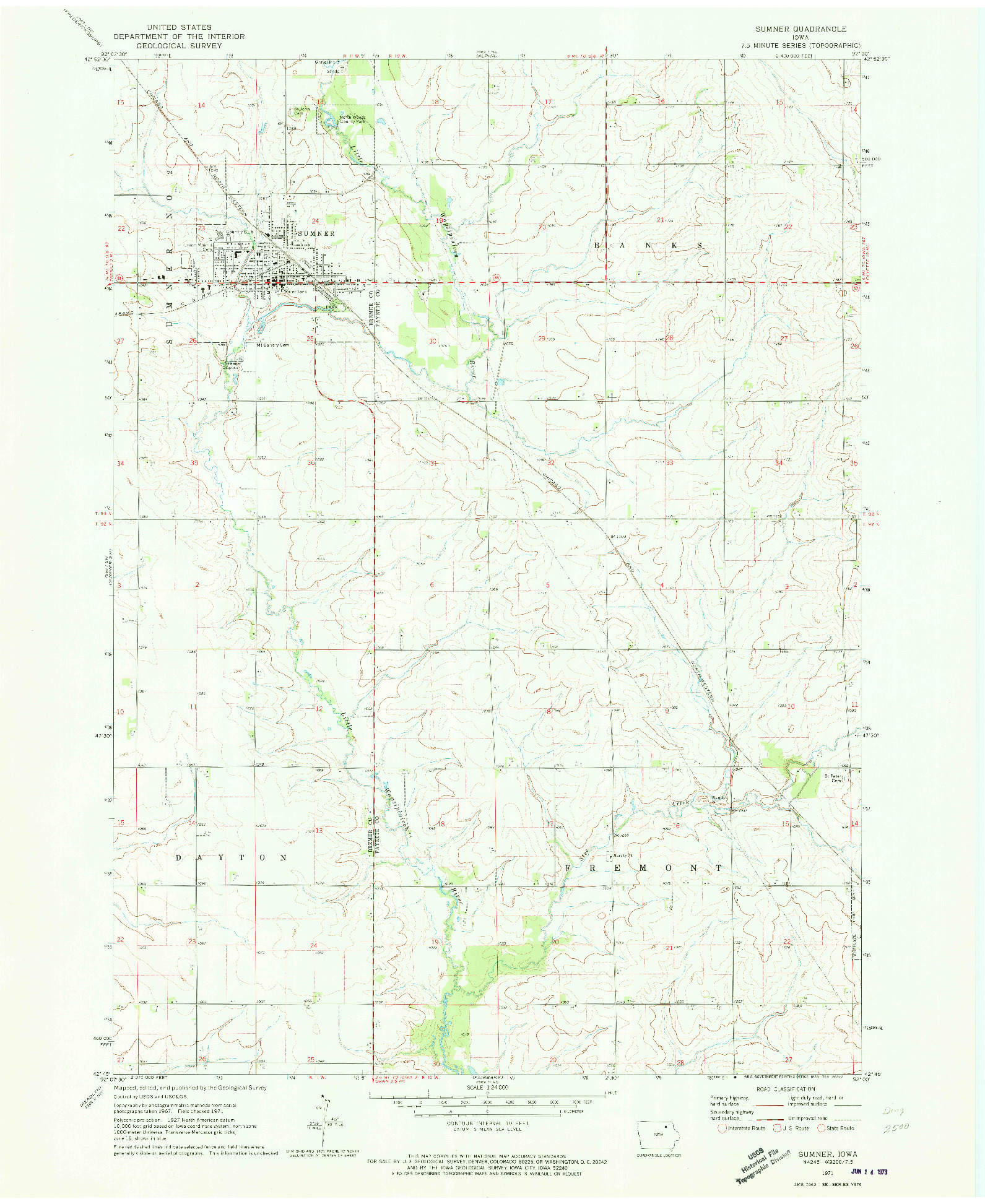 USGS 1:24000-SCALE QUADRANGLE FOR SUMNER, IA 1971