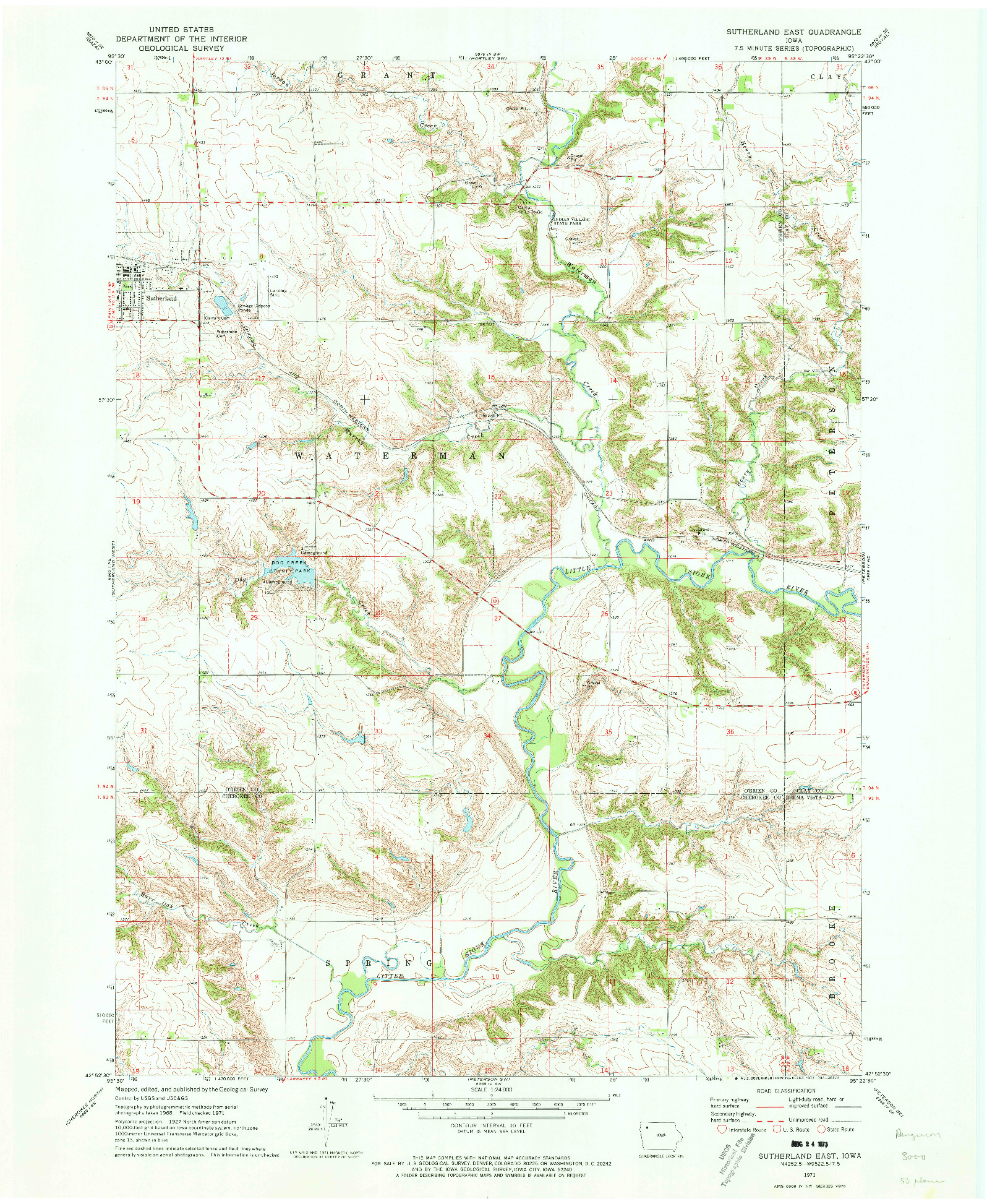 USGS 1:24000-SCALE QUADRANGLE FOR SUTHERLAND EAST, IA 1971