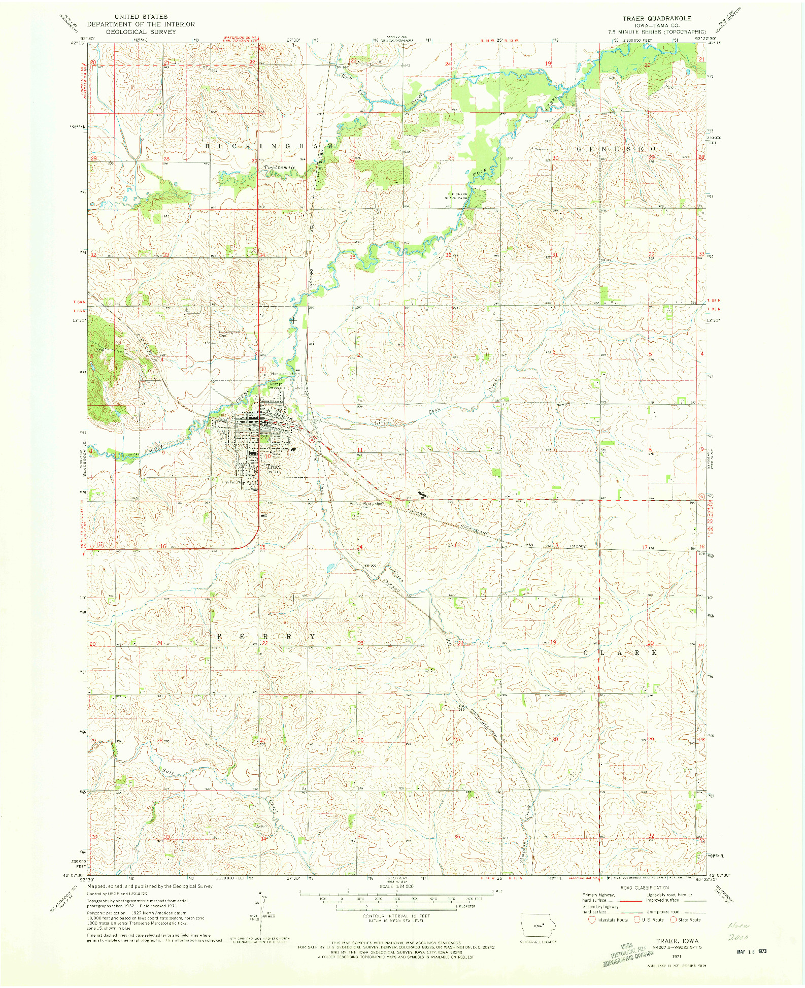 USGS 1:24000-SCALE QUADRANGLE FOR TRAER, IA 1971
