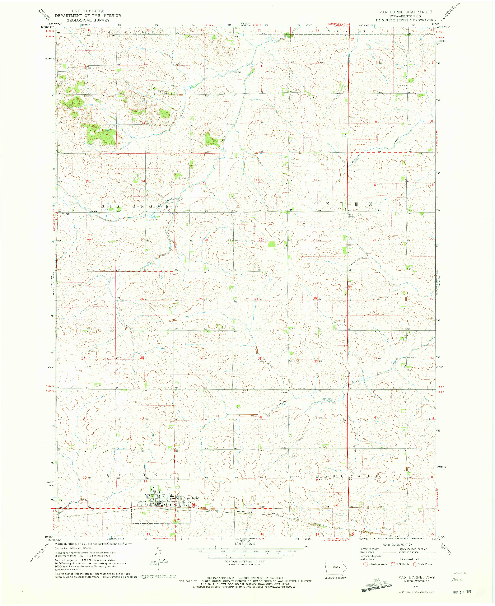 USGS 1:24000-SCALE QUADRANGLE FOR VAN HORNE, IA 1971
