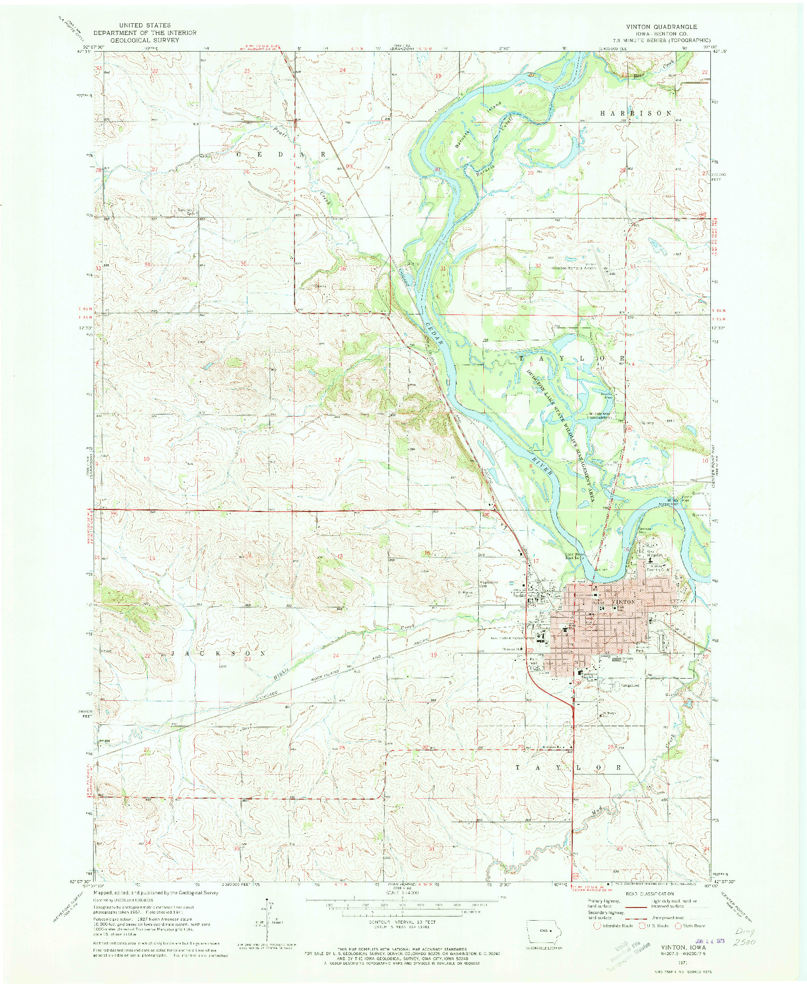 USGS 1:24000-SCALE QUADRANGLE FOR VINTON, IA 1971