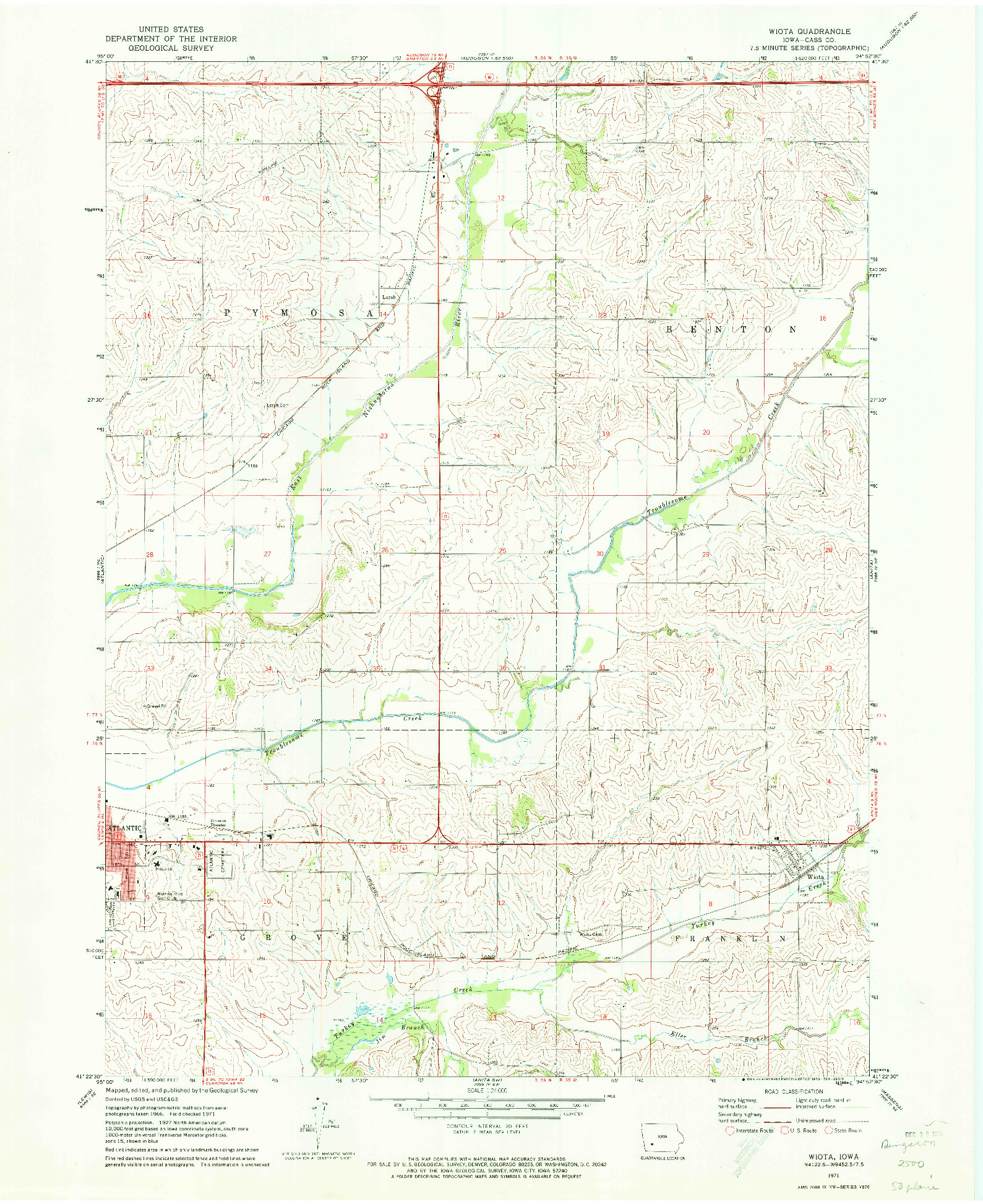 USGS 1:24000-SCALE QUADRANGLE FOR WIOTA, IA 1971