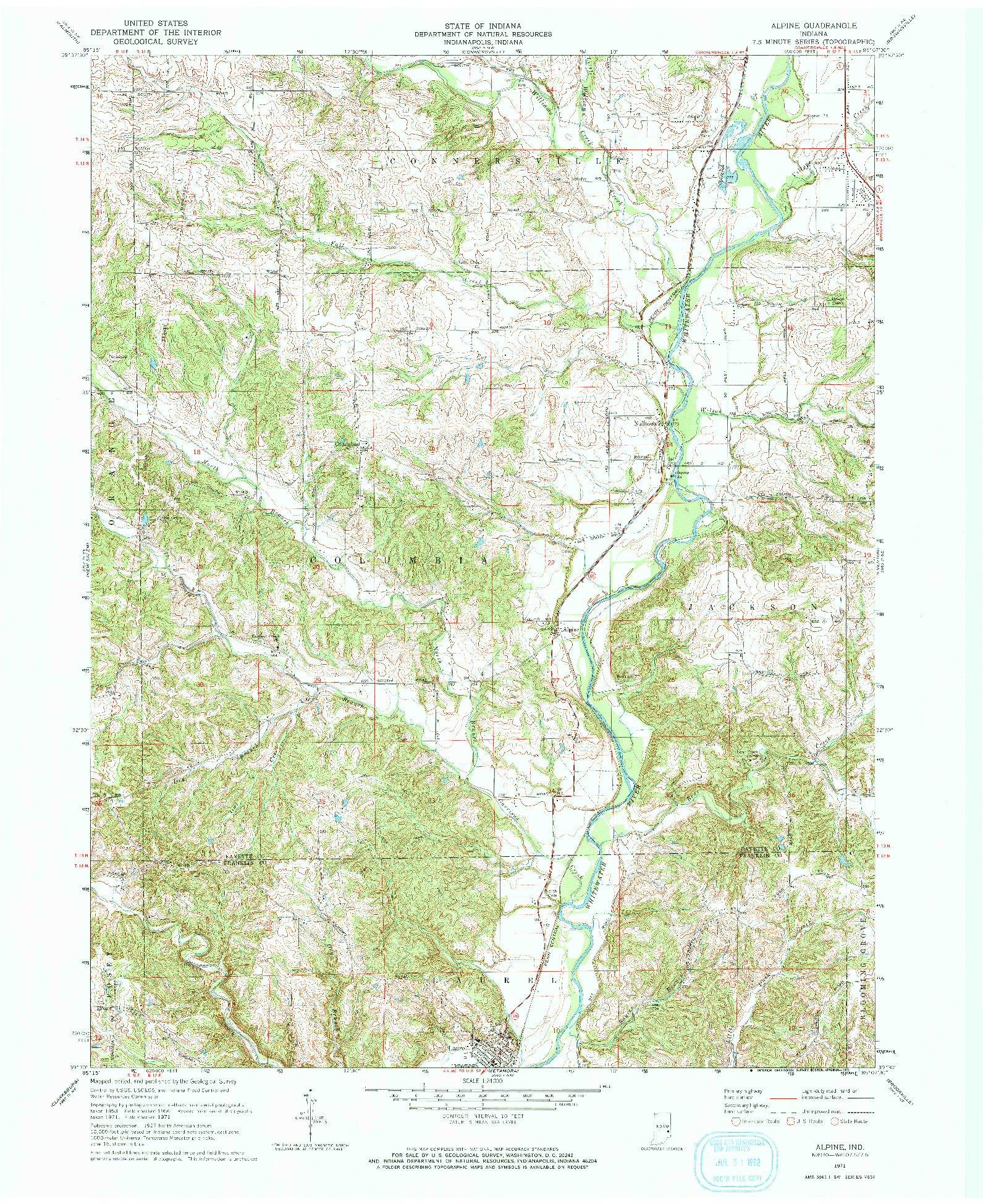 USGS 1:24000-SCALE QUADRANGLE FOR ALPINE, IN 1971