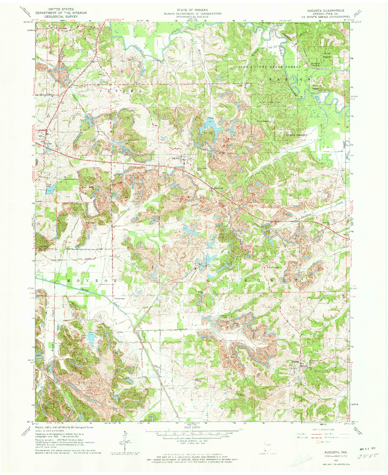 USGS 1:24000-SCALE QUADRANGLE FOR AUGUSTA, IN 1961