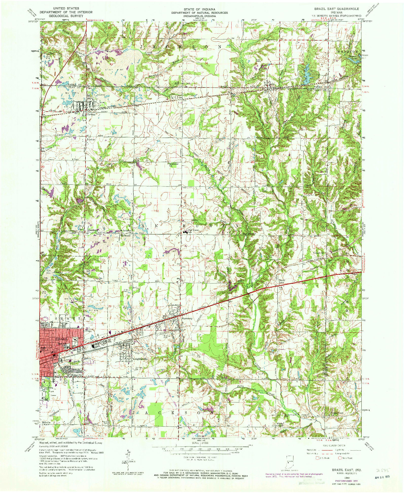 USGS 1:24000-SCALE QUADRANGLE FOR BRAZIL EAST, IN 1960