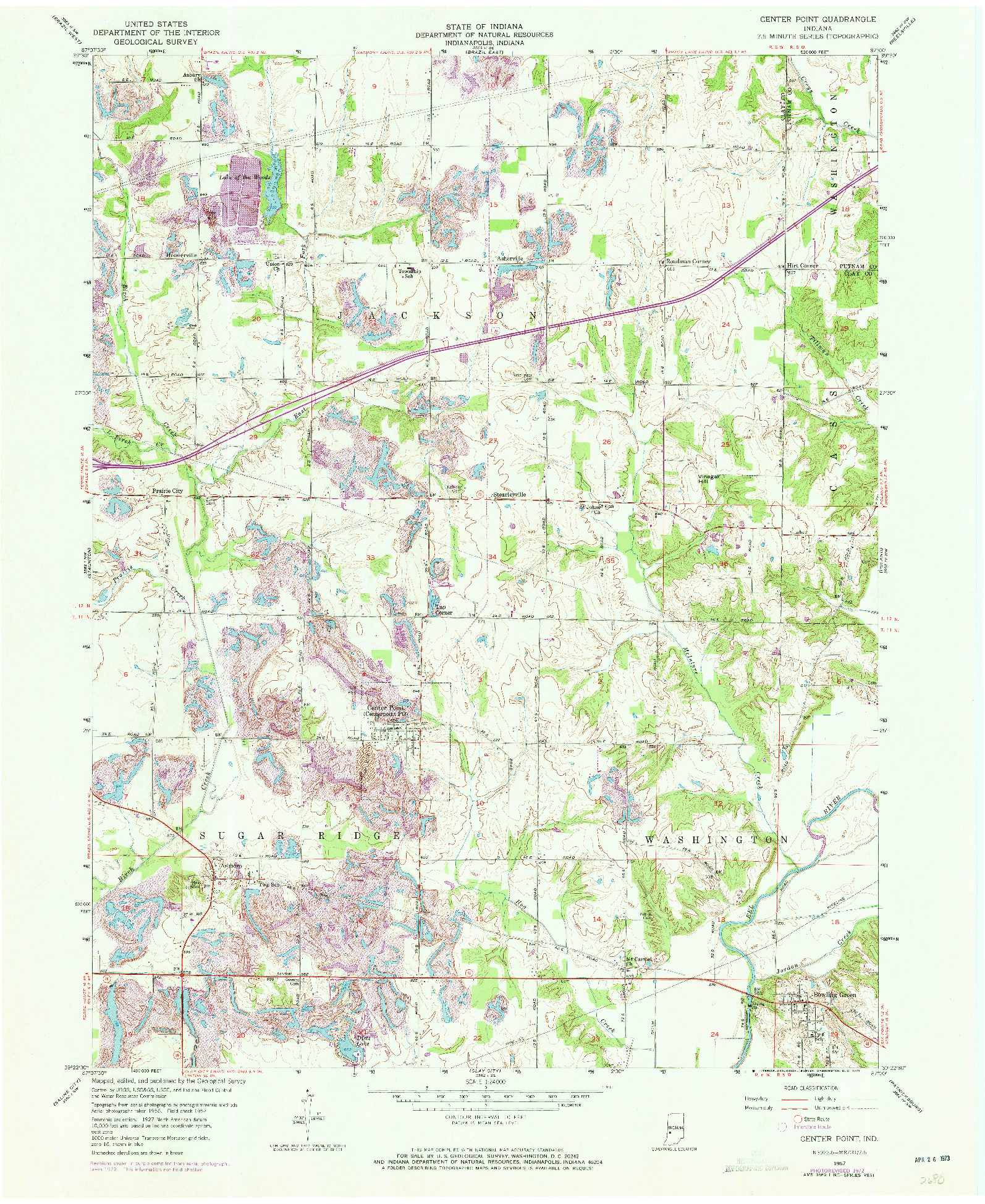 USGS 1:24000-SCALE QUADRANGLE FOR CENTER POINT, IN 1957