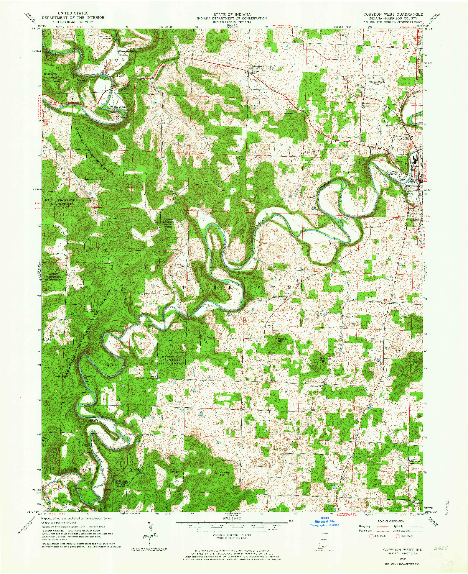 USGS 1:24000-SCALE QUADRANGLE FOR CORYDON WEST, IN 1962