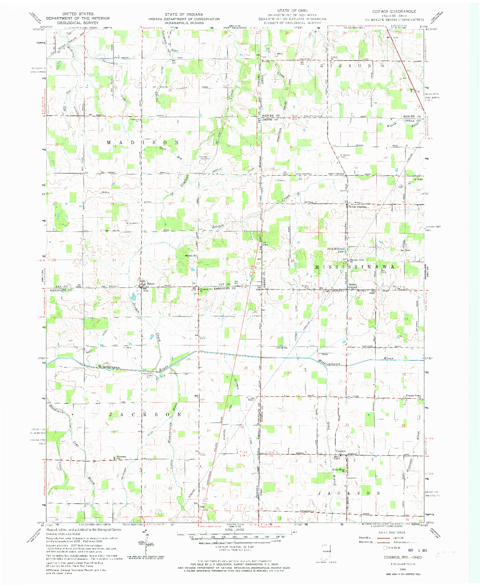 USGS 1:24000-SCALE QUADRANGLE FOR COSMOS, IN 1960