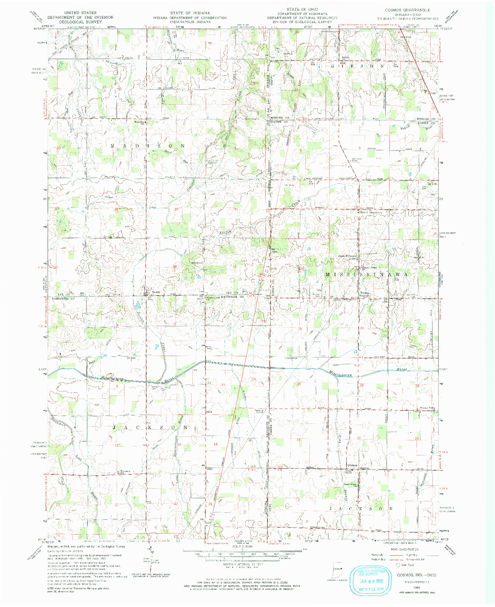 USGS 1:24000-SCALE QUADRANGLE FOR COSMOS, IN 1960