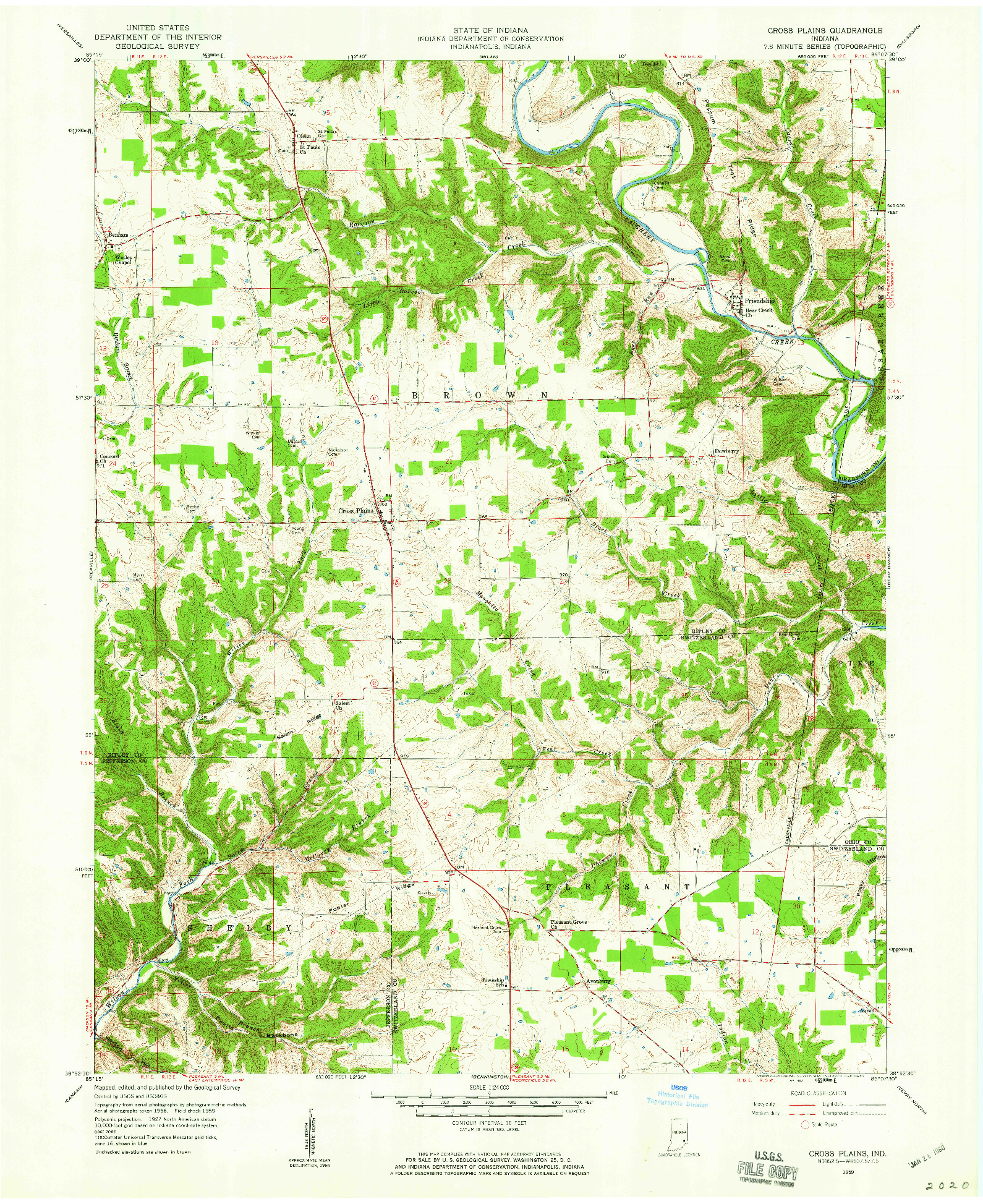 USGS 1:24000-SCALE QUADRANGLE FOR CROSS PLAINS, IN 1959