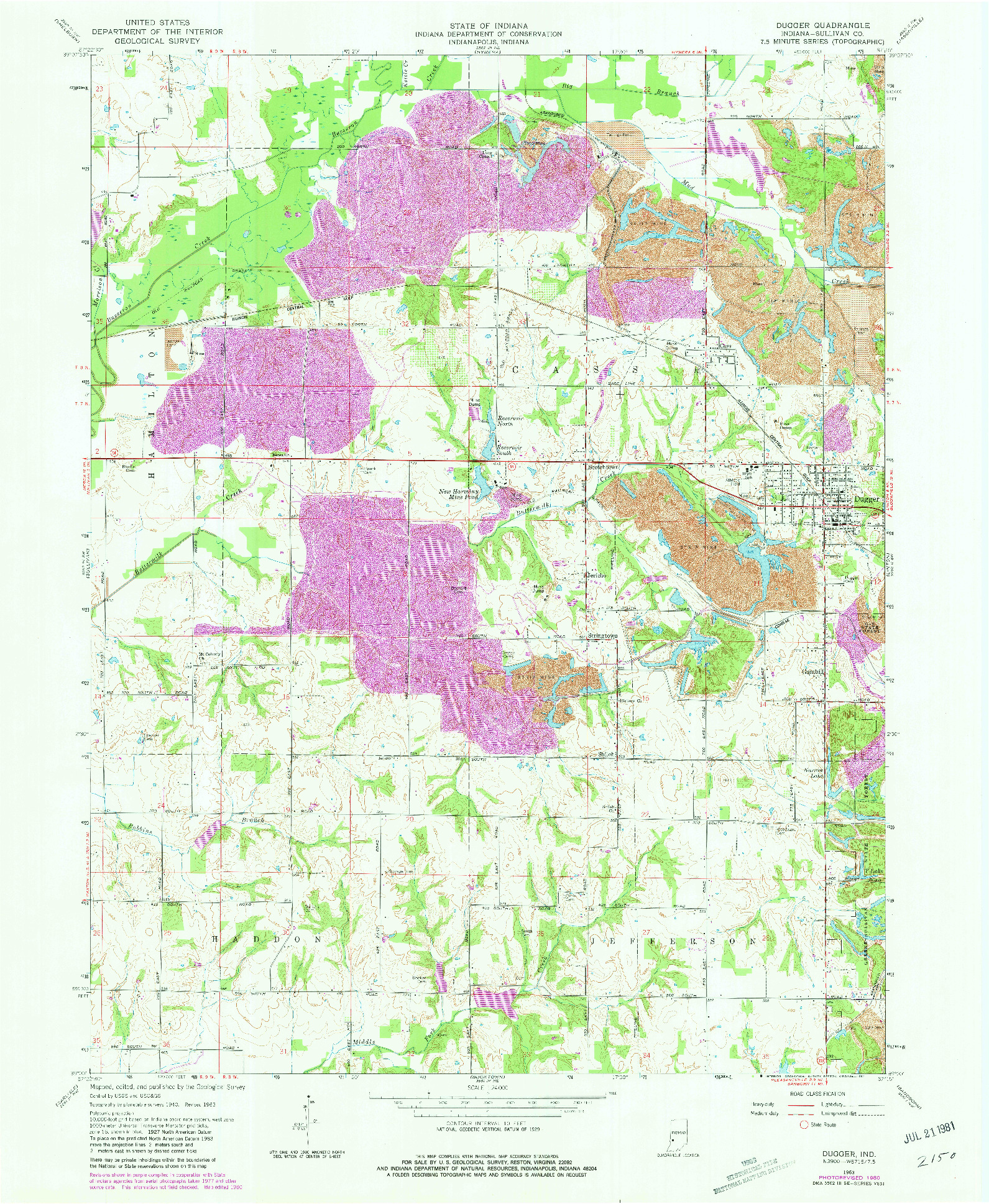 USGS 1:24000-SCALE QUADRANGLE FOR DUGGER, IN 1963