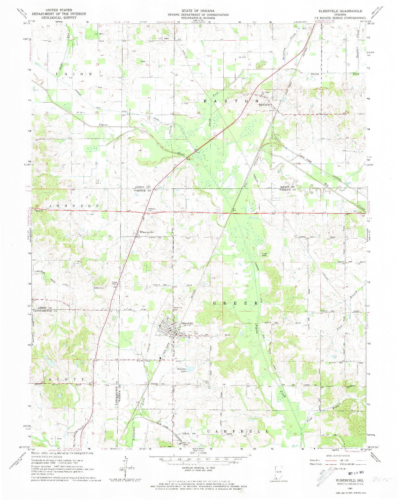 USGS 1:24000-SCALE QUADRANGLE FOR ELBERFELD, IN 1961