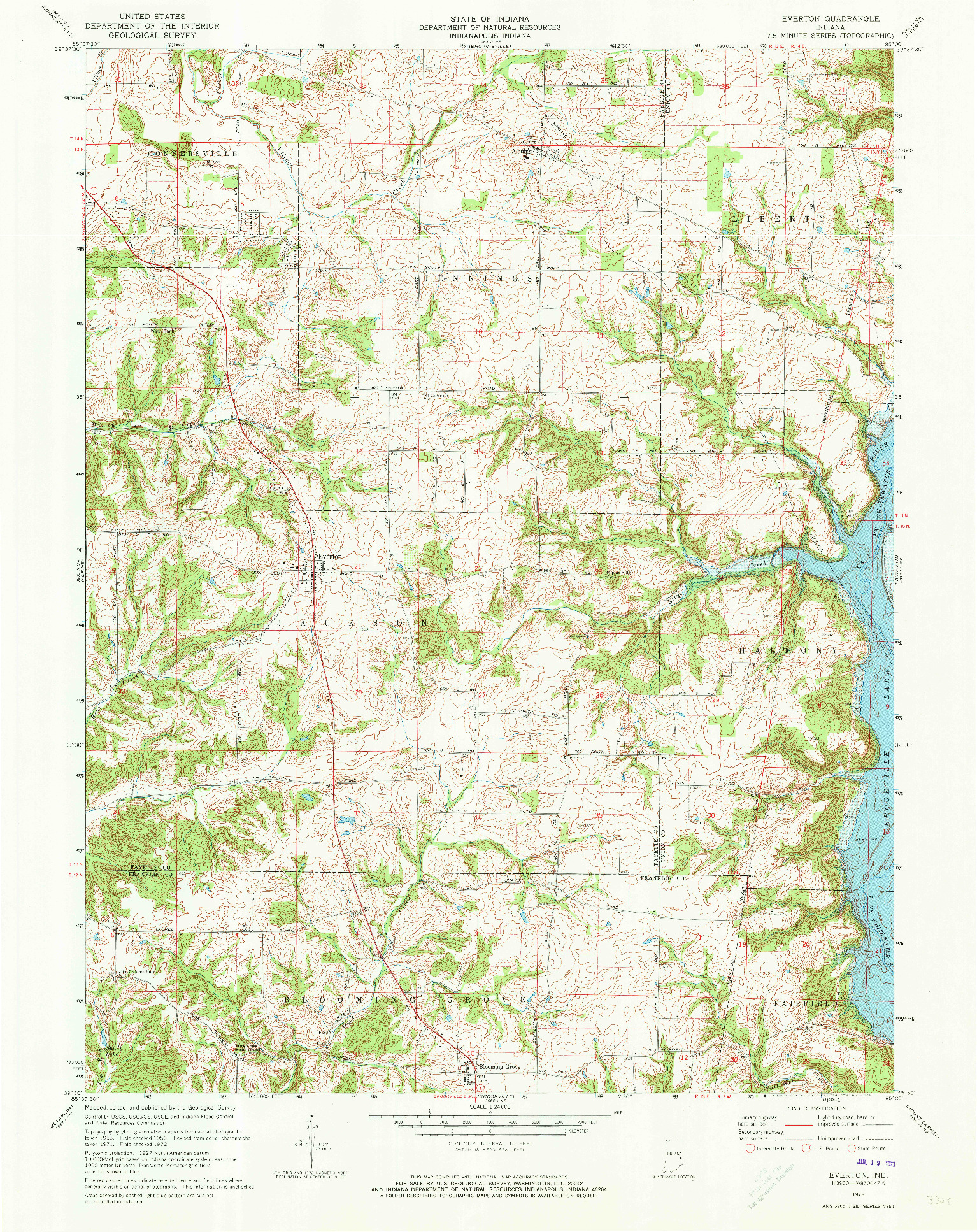 USGS 1:24000-SCALE QUADRANGLE FOR EVERTON, IN 1972