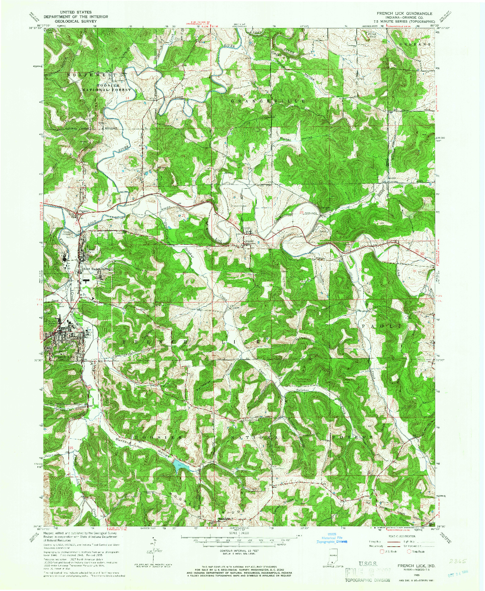 USGS 1:24000-SCALE QUADRANGLE FOR FRENCH LICK, IN 1965