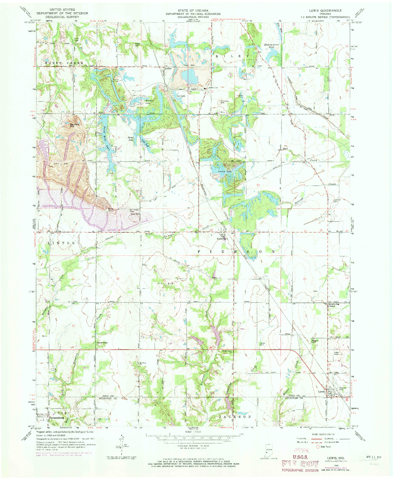 USGS 1:24000-SCALE QUADRANGLE FOR LEWIS, IN 1963