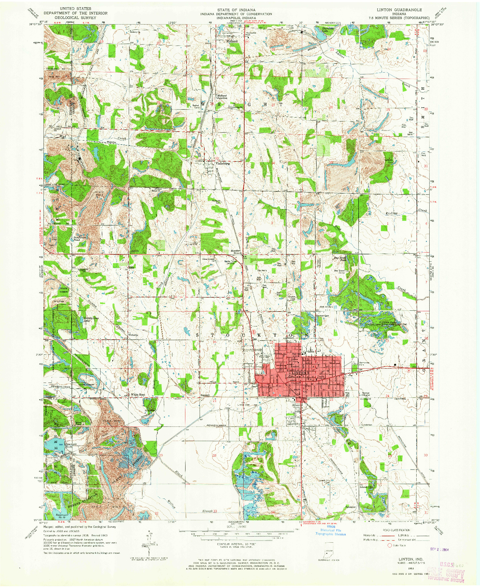 USGS 1:24000-SCALE QUADRANGLE FOR LINTON, IN 1963