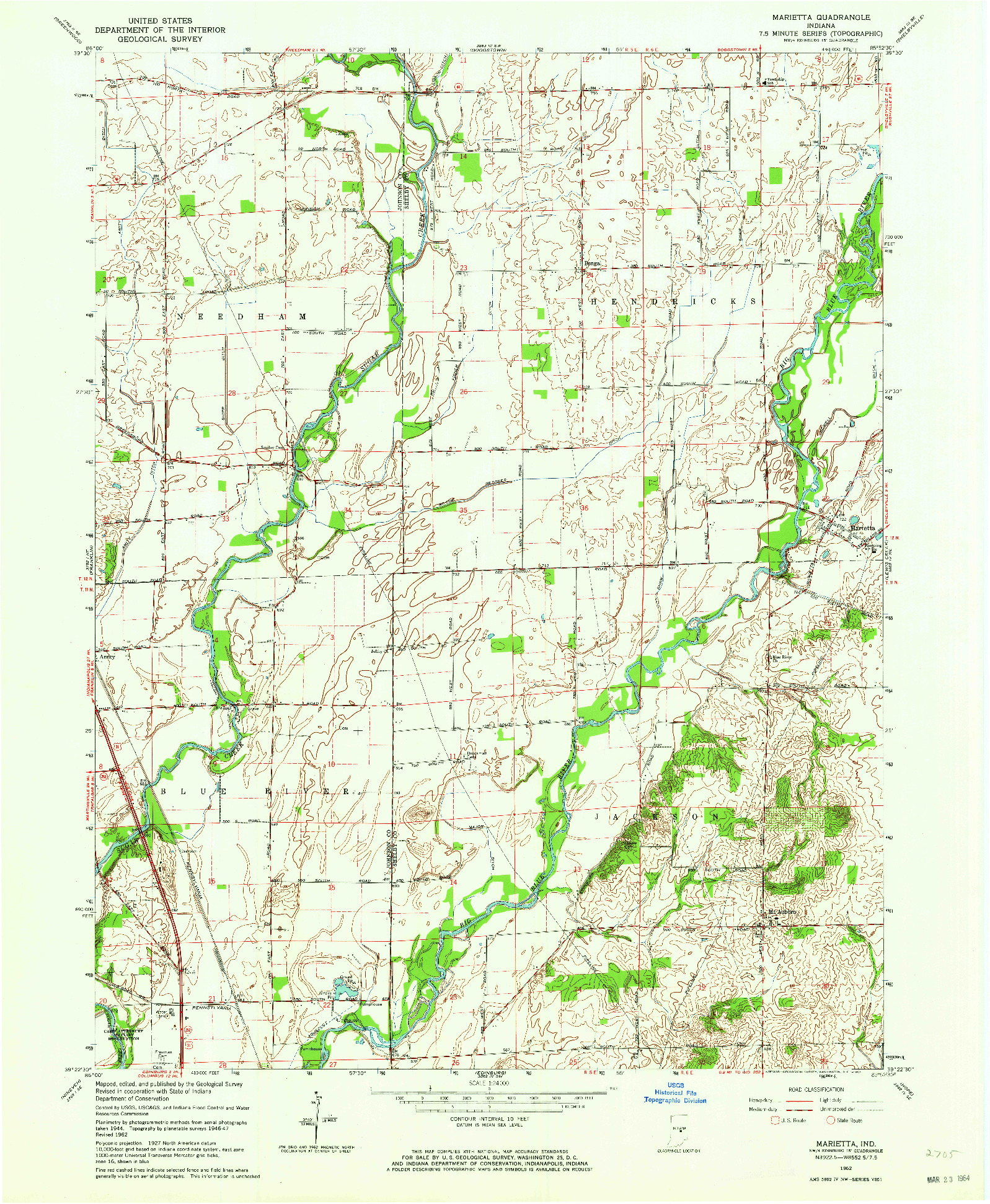 USGS 1:24000-SCALE QUADRANGLE FOR MARIETTA, IN 1962