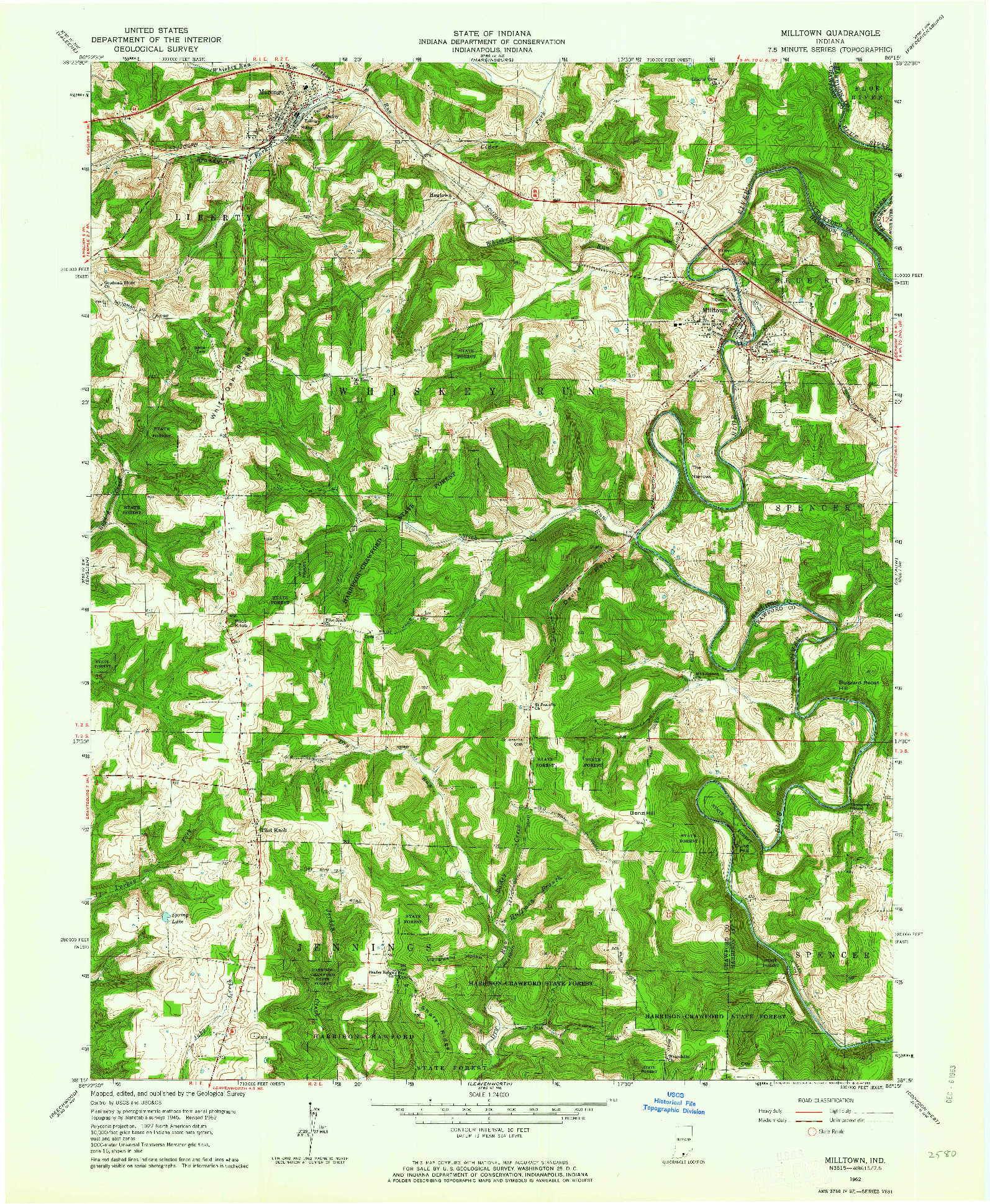 USGS 1:24000-SCALE QUADRANGLE FOR MILLTOWN, IN 1962