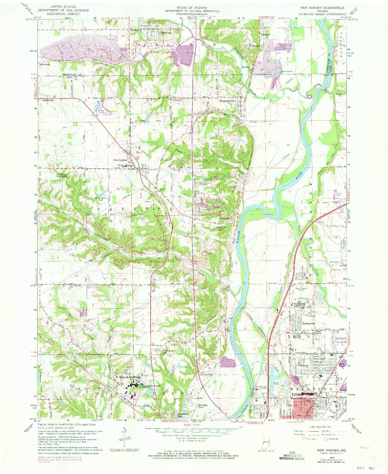 USGS 1:24000-SCALE QUADRANGLE FOR NEW GOSHEN, IN 1963