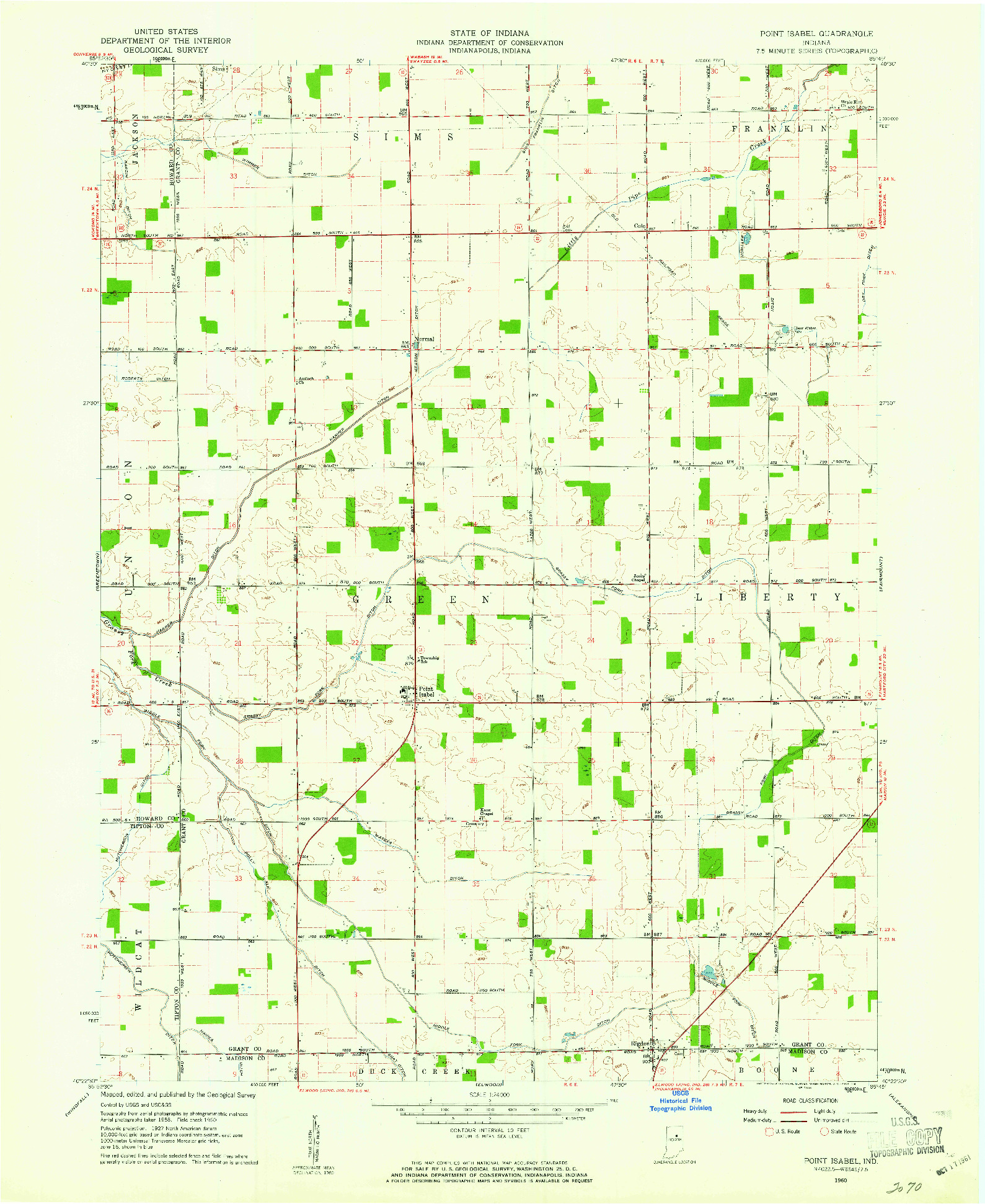 USGS 1:24000-SCALE QUADRANGLE FOR POINT ISABEL, IN 1960
