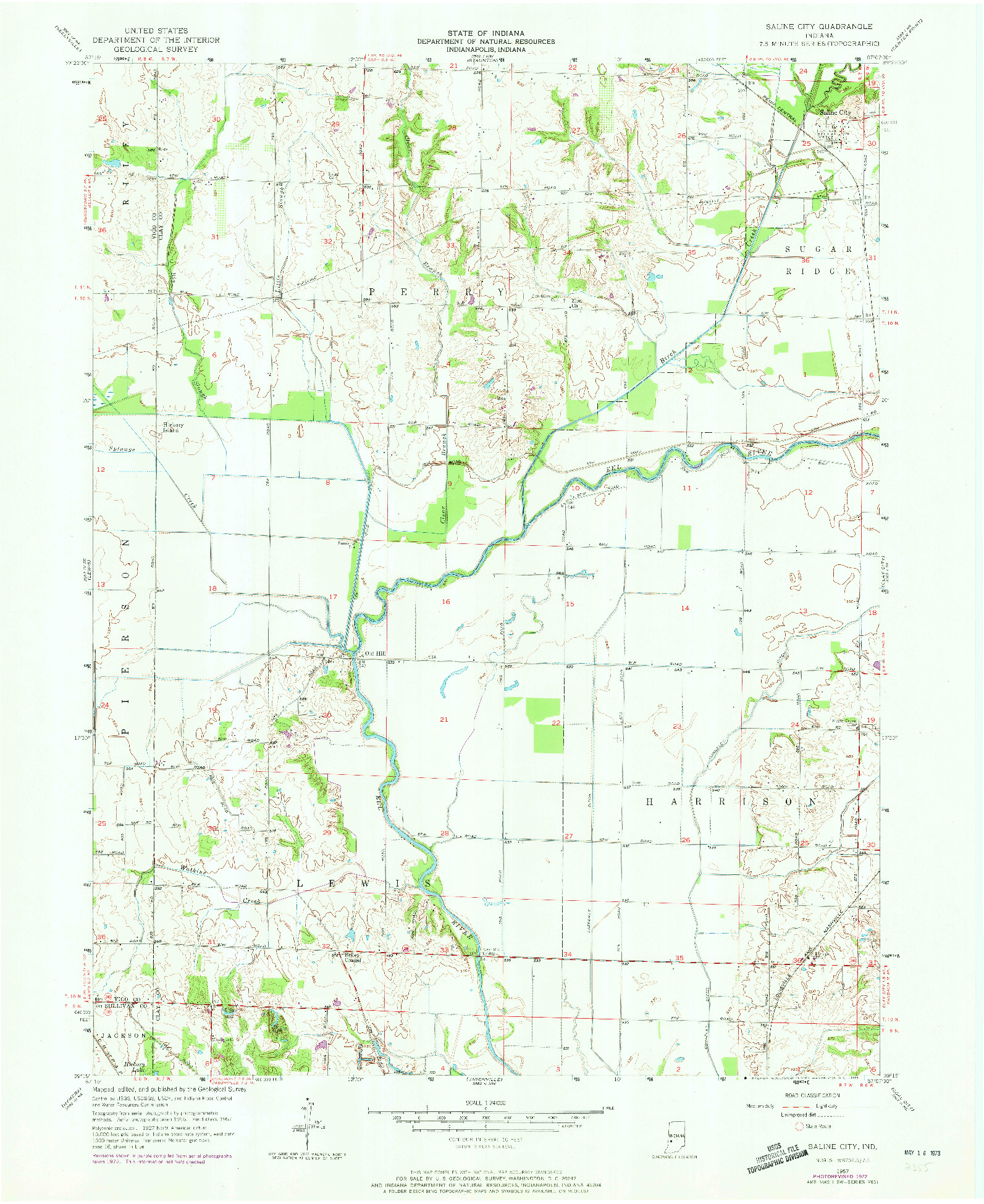 USGS 1:24000-SCALE QUADRANGLE FOR SALINE CITY, IN 1957