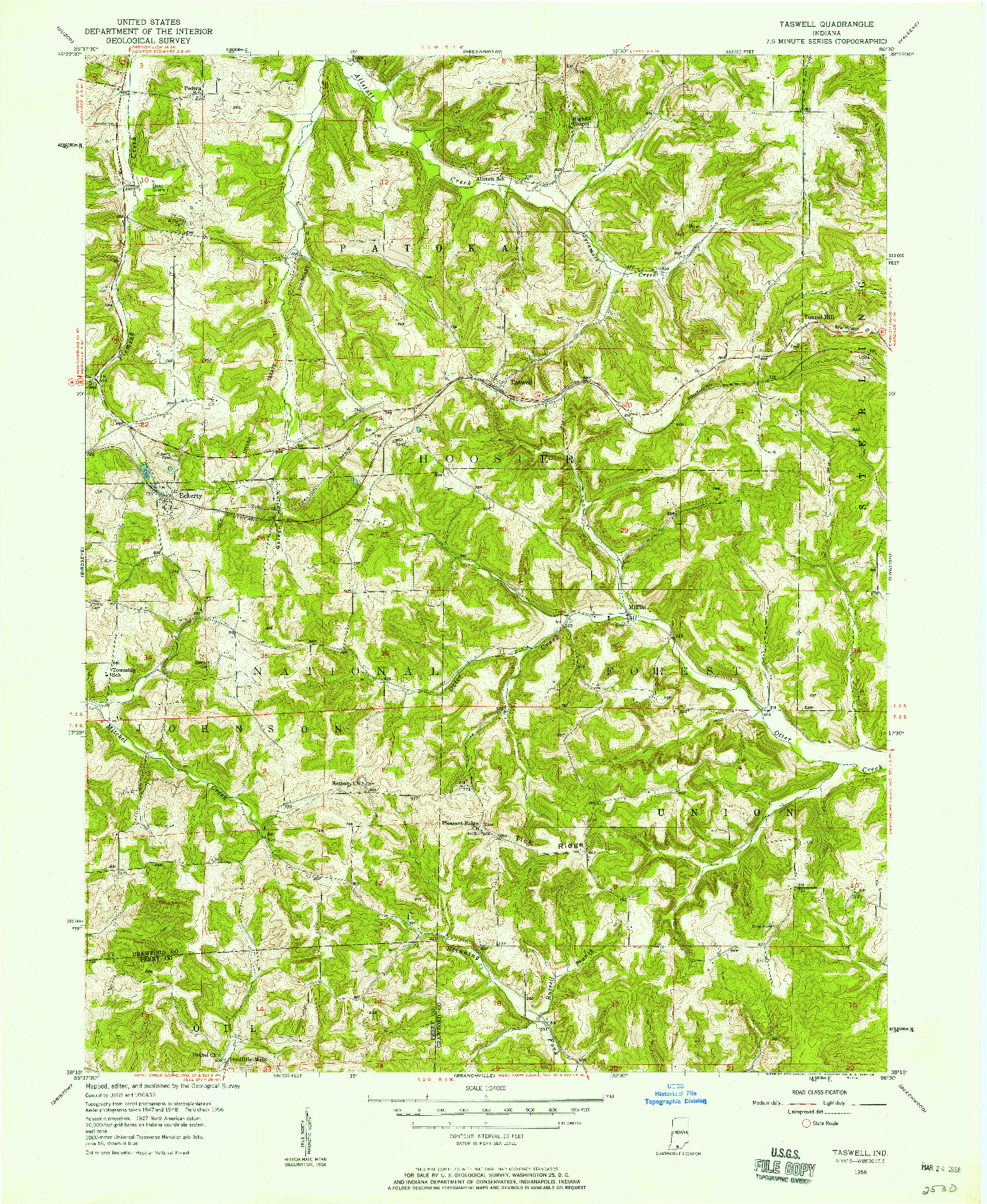 USGS 1:24000-SCALE QUADRANGLE FOR TASWELL, IN 1956