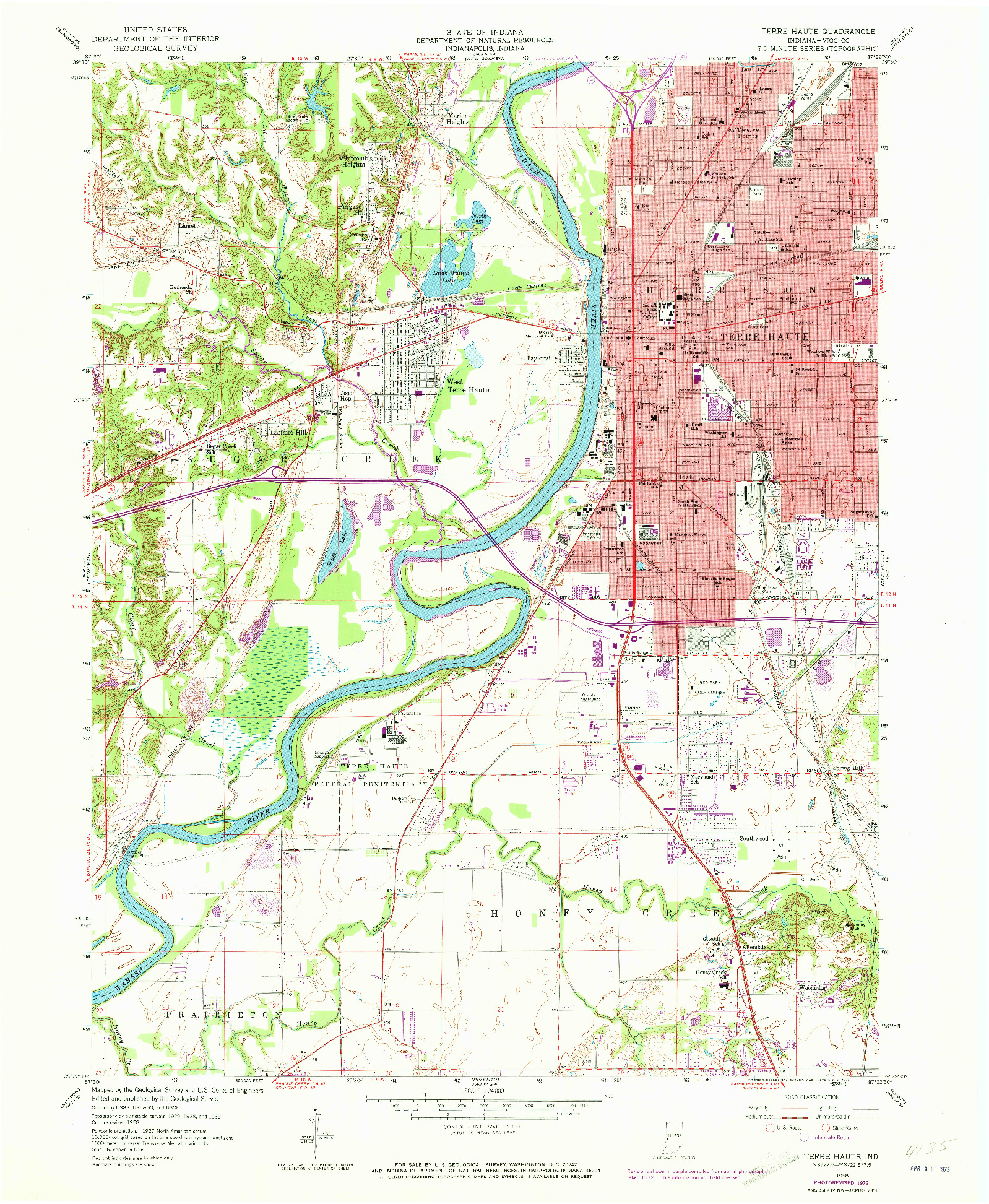 USGS 1:24000-SCALE QUADRANGLE FOR TERRE HAUTE, IN 1958