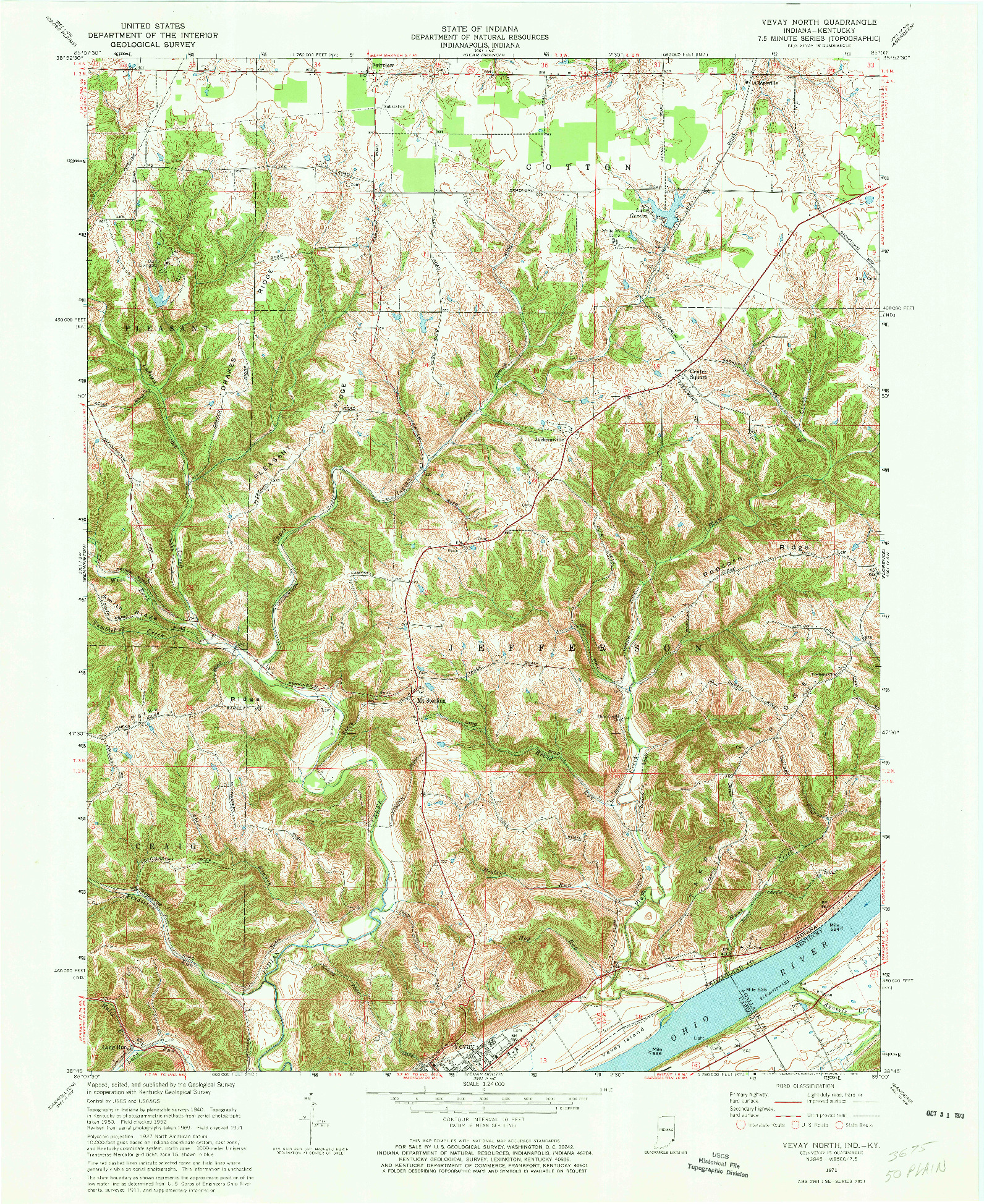 USGS 1:24000-SCALE QUADRANGLE FOR VEVAY NORTH, IN 1971