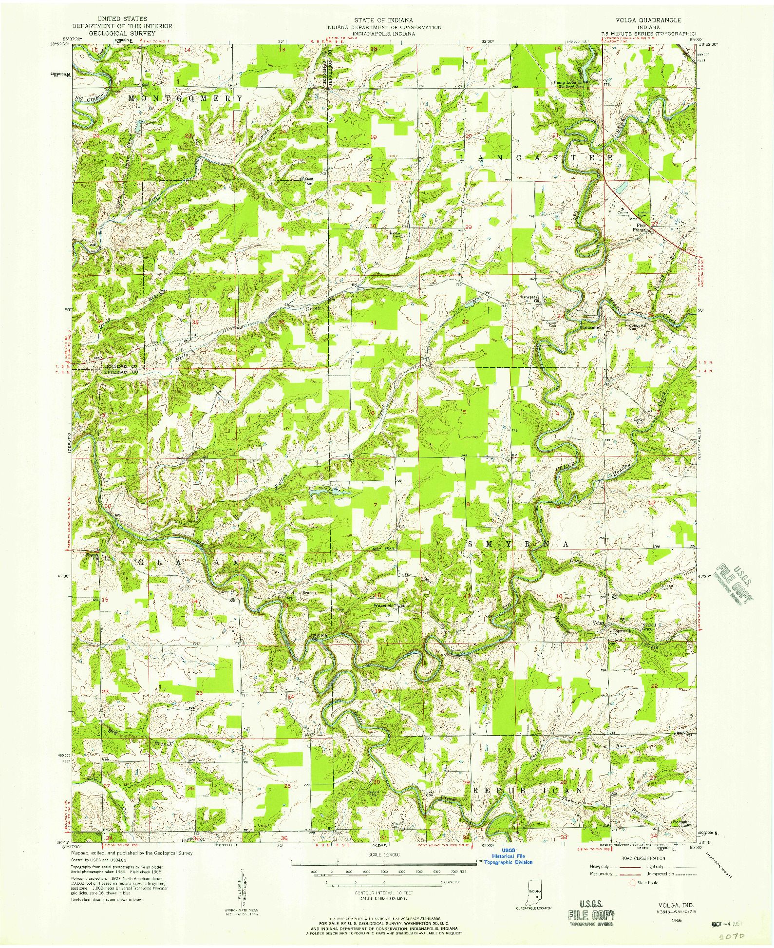 USGS 1:24000-SCALE QUADRANGLE FOR VOLGA, IN 1956