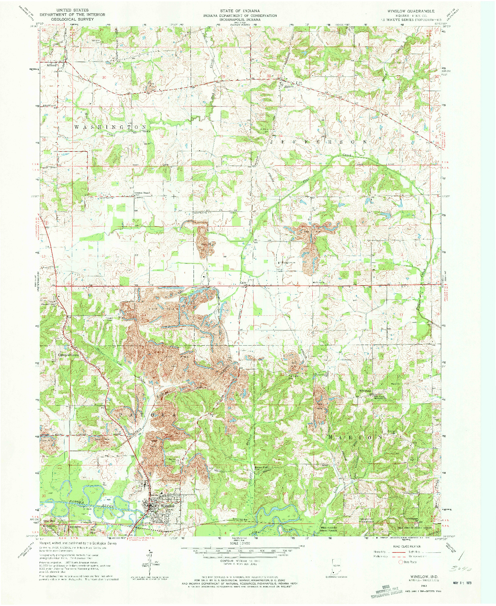 USGS 1:24000-SCALE QUADRANGLE FOR WINSLOW, IN 1961