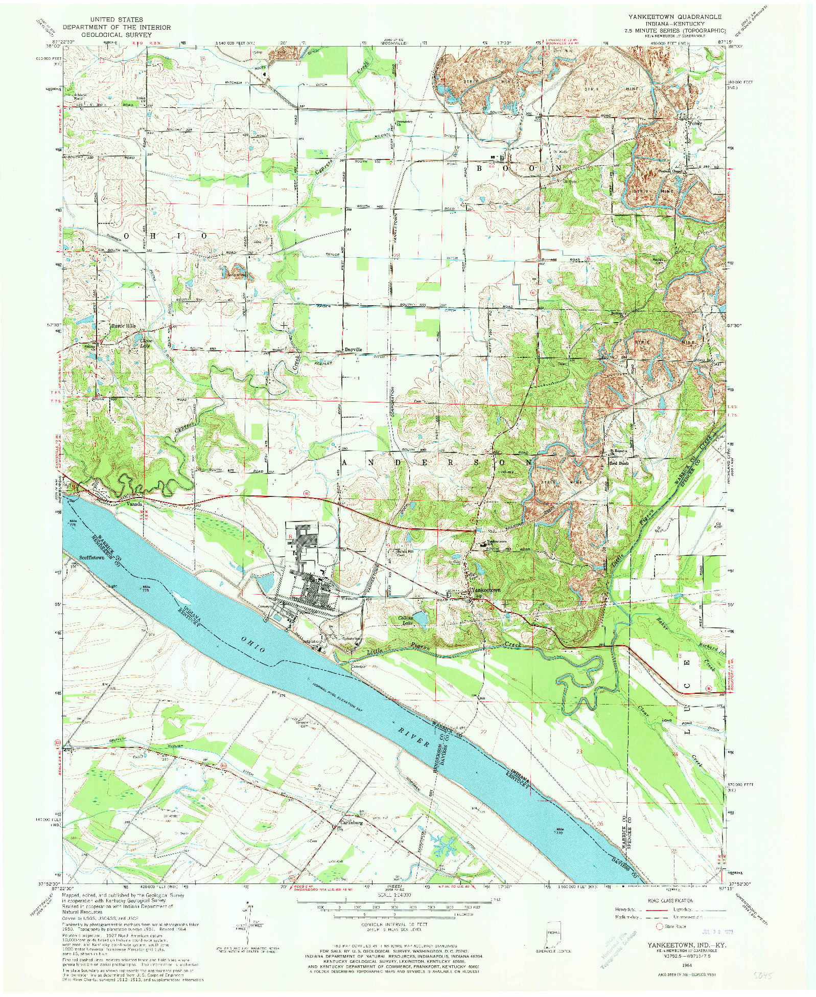 USGS 1:24000-SCALE QUADRANGLE FOR YANKEETOWN, IN 1964