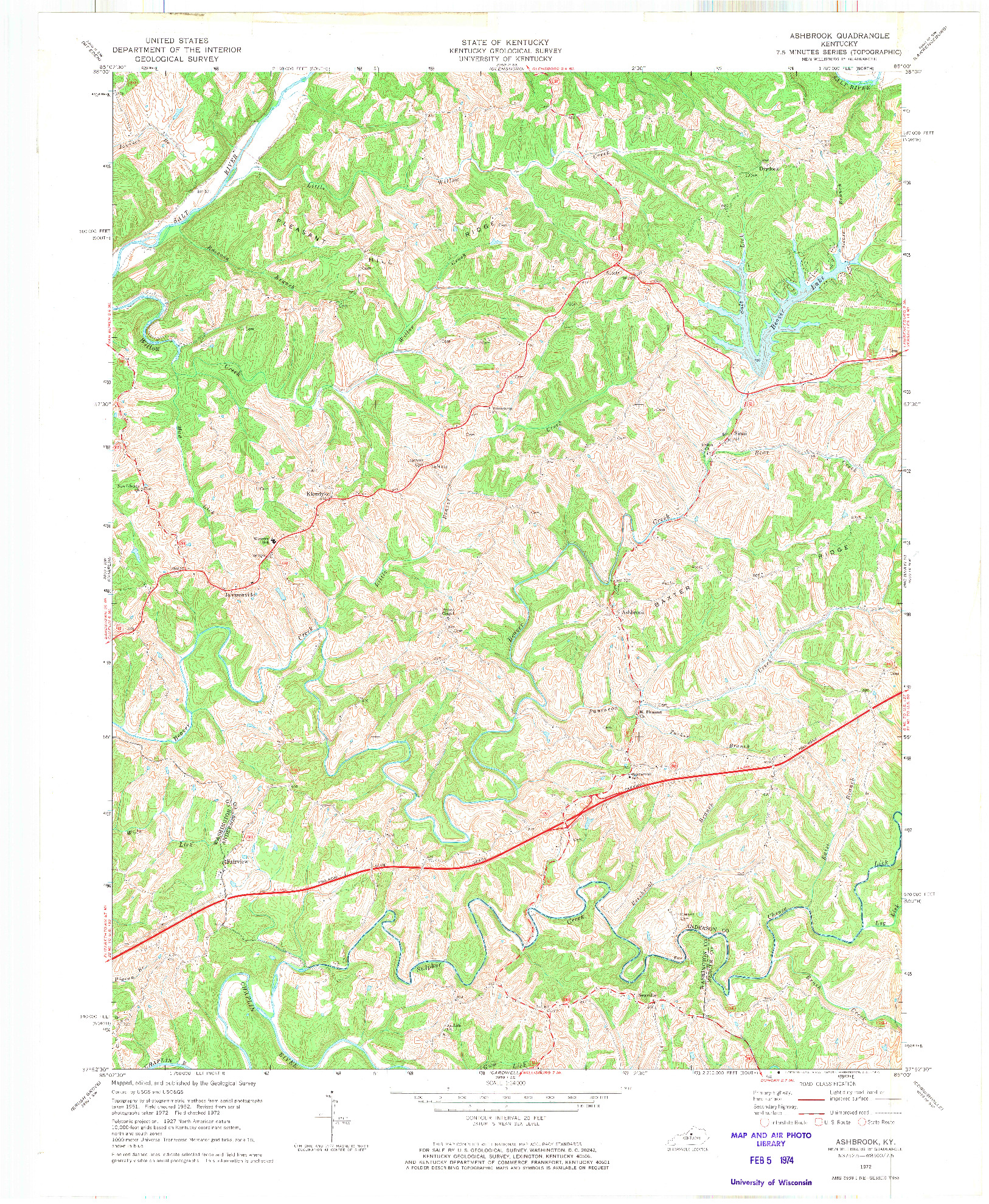 USGS 1:24000-SCALE QUADRANGLE FOR ASHBROOK, KY 1972