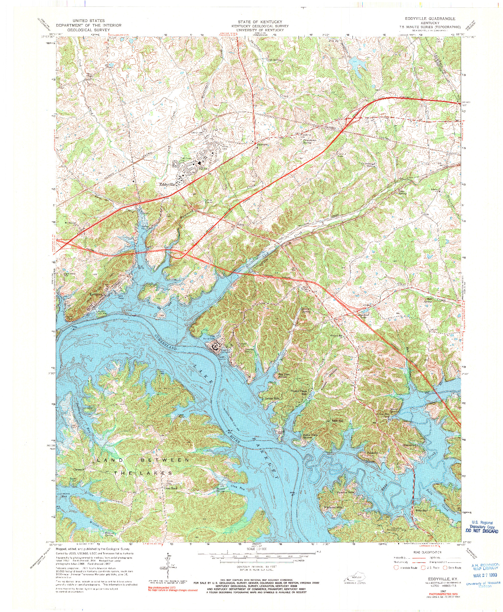 USGS 1:24000-SCALE QUADRANGLE FOR EDDYVILLE, KY 1967
