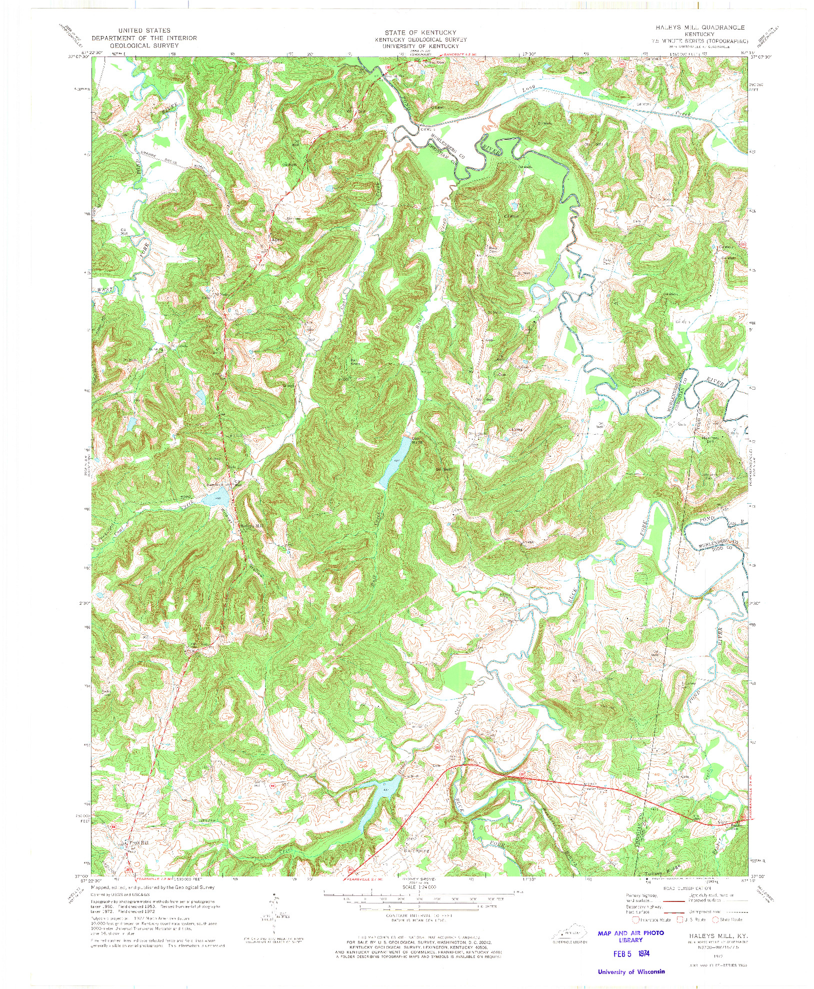 USGS 1:24000-SCALE QUADRANGLE FOR HALEYS MILL, KY 1972