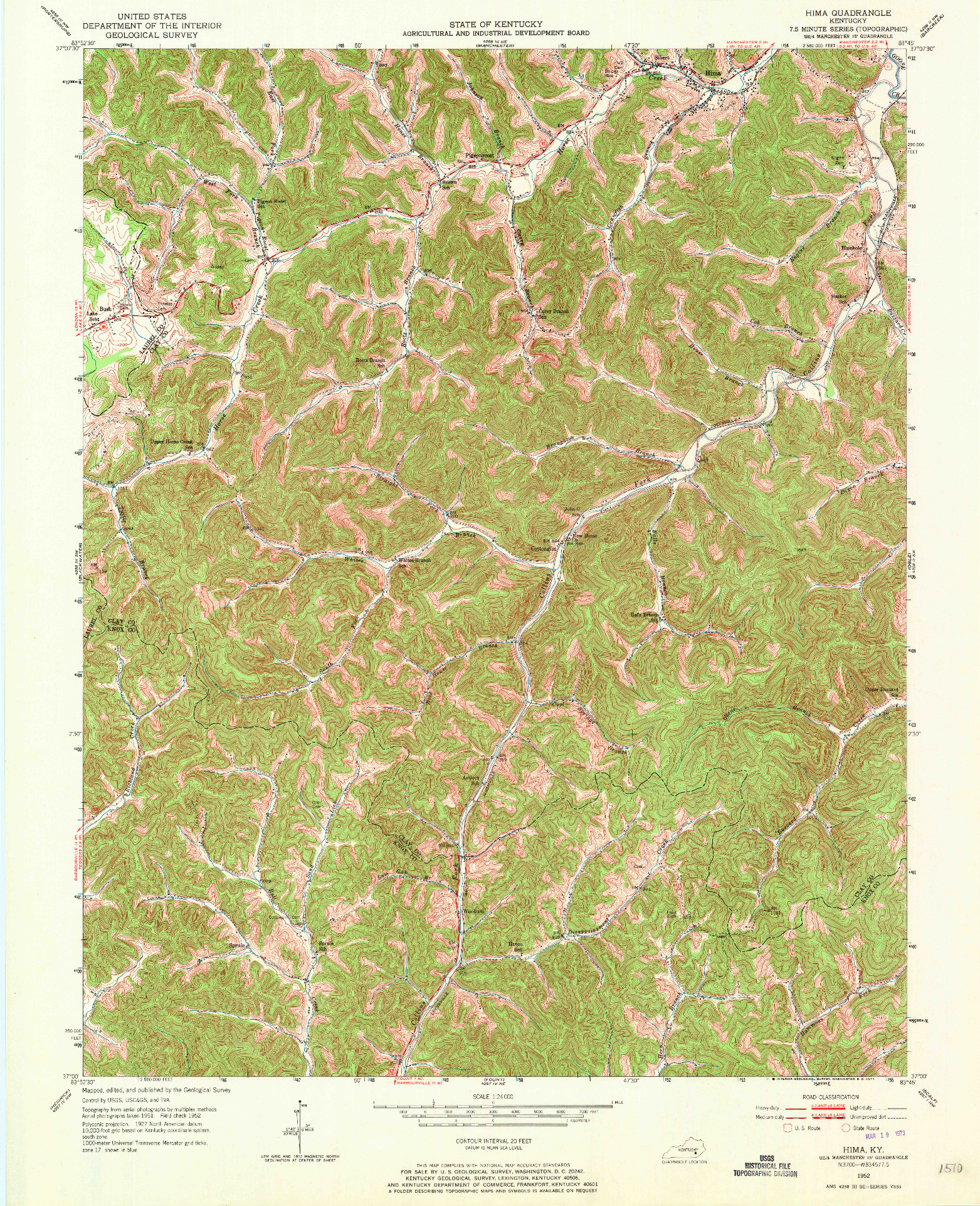 USGS 1:24000-SCALE QUADRANGLE FOR HIMA, KY 1952
