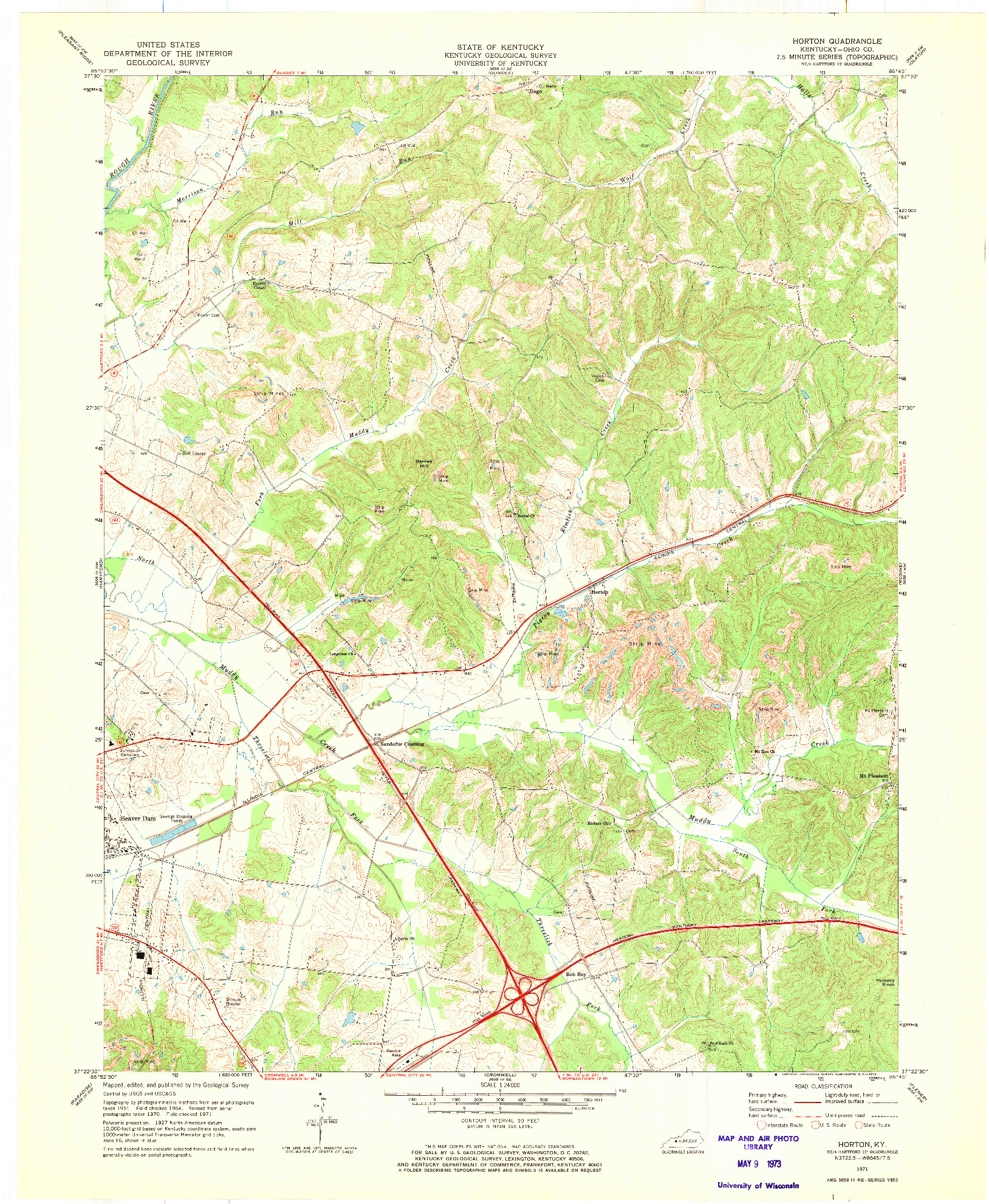USGS 1:24000-SCALE QUADRANGLE FOR HORTON, KY 1971