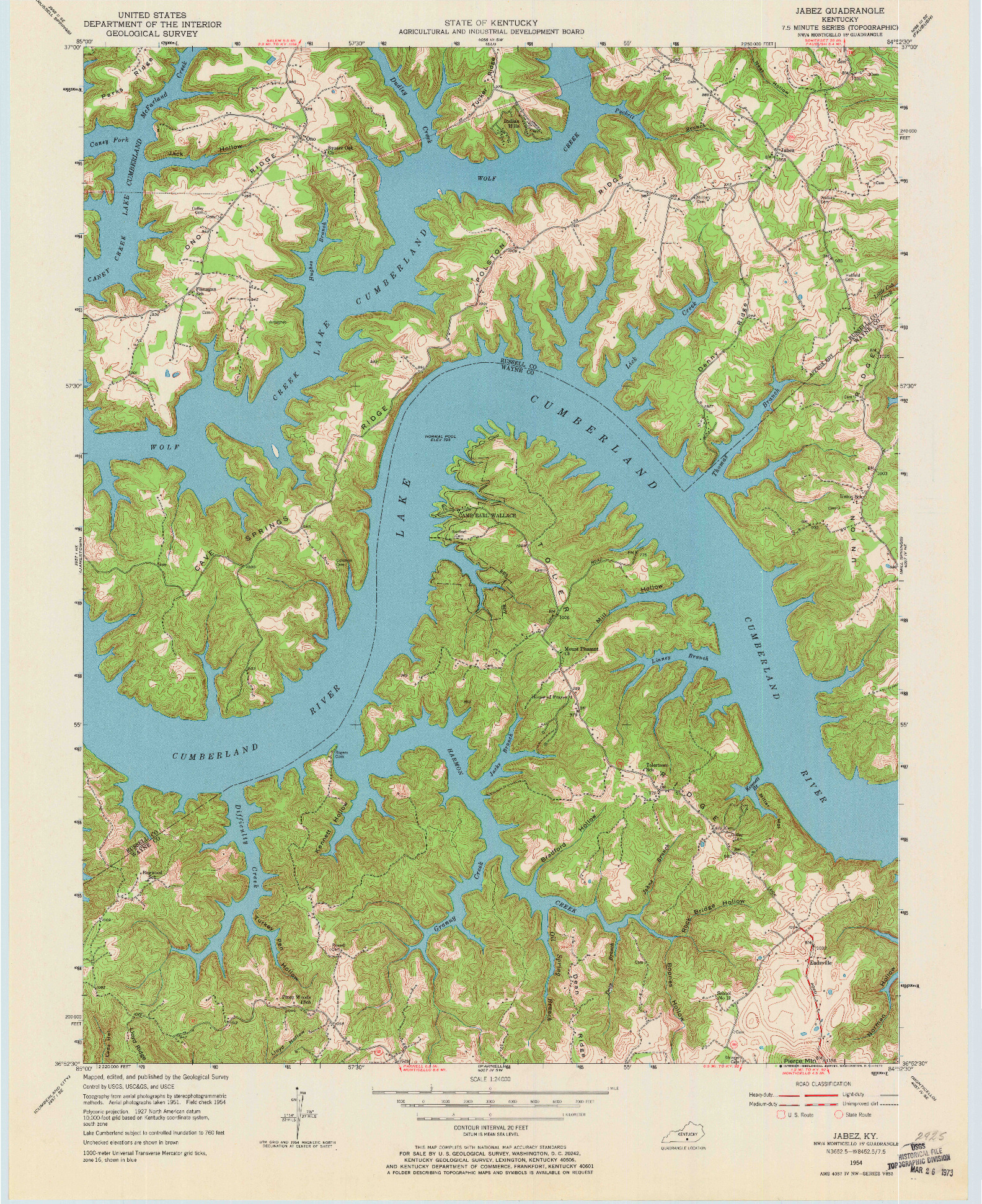 USGS 1:24000-SCALE QUADRANGLE FOR JABEZ, KY 1954