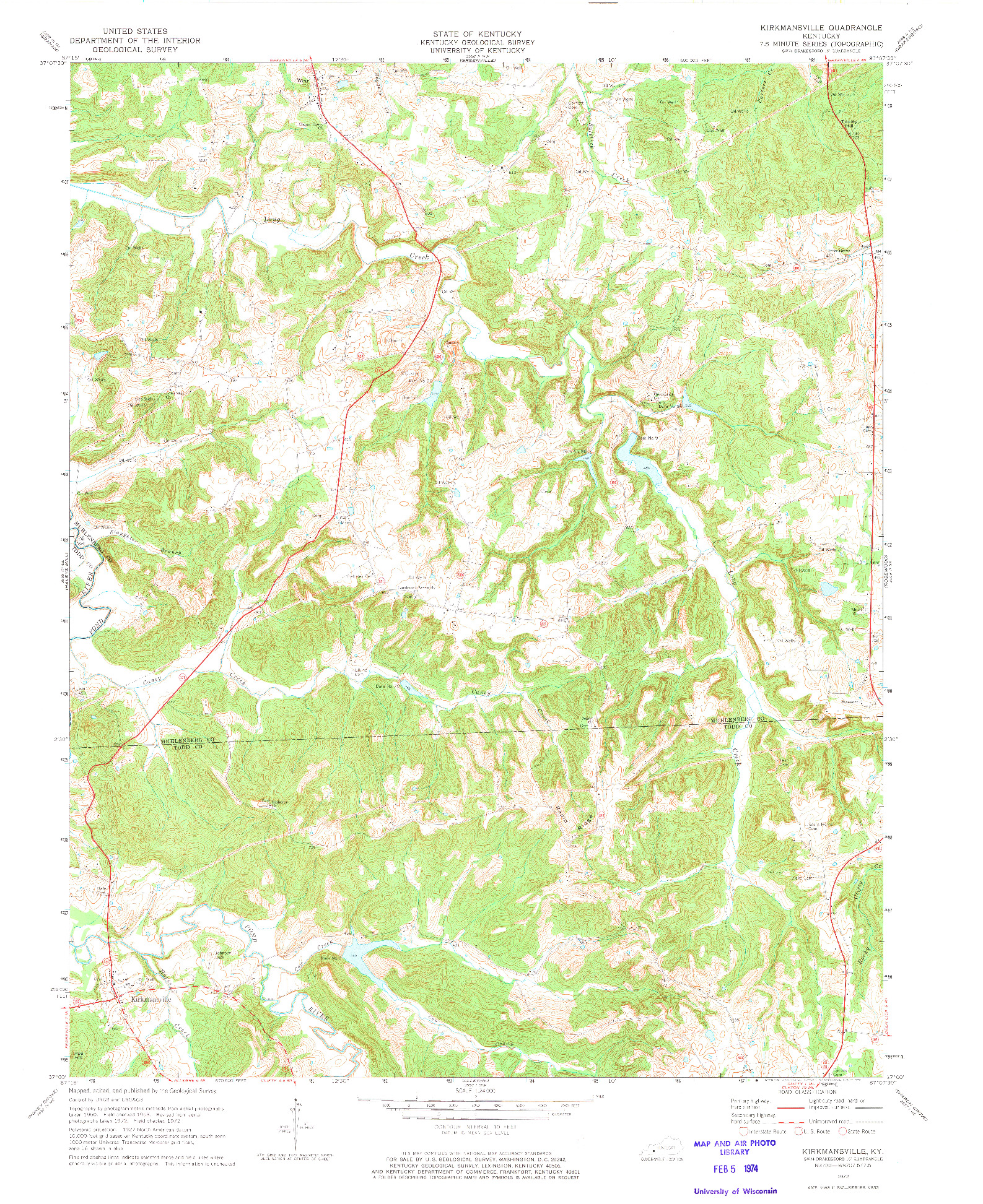 USGS 1:24000-SCALE QUADRANGLE FOR KIRKMANSVILLE, KY 1972