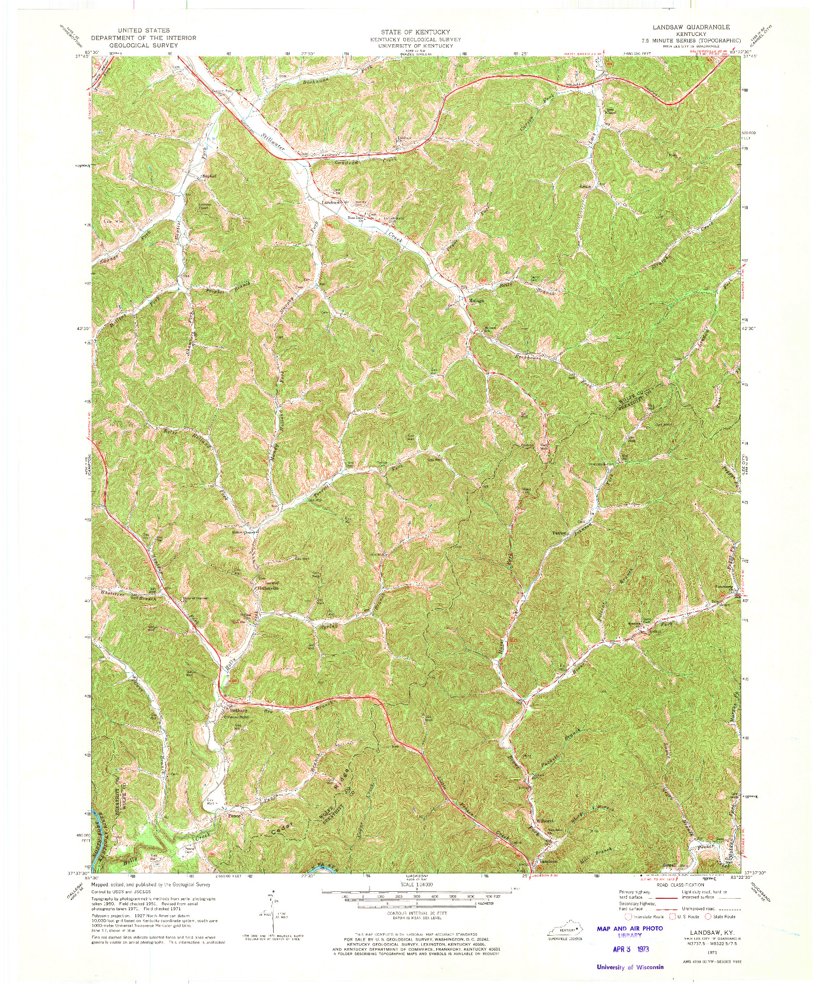 USGS 1:24000-SCALE QUADRANGLE FOR LANDSAW, KY 1971