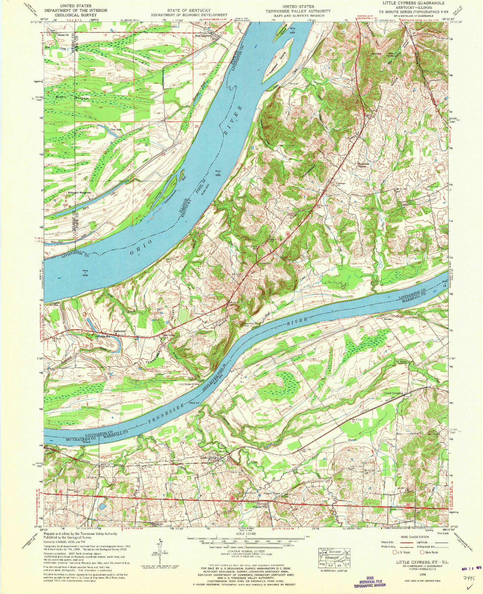USGS 1:24000-SCALE QUADRANGLE FOR LITTLE CYPRESS, KY 1958