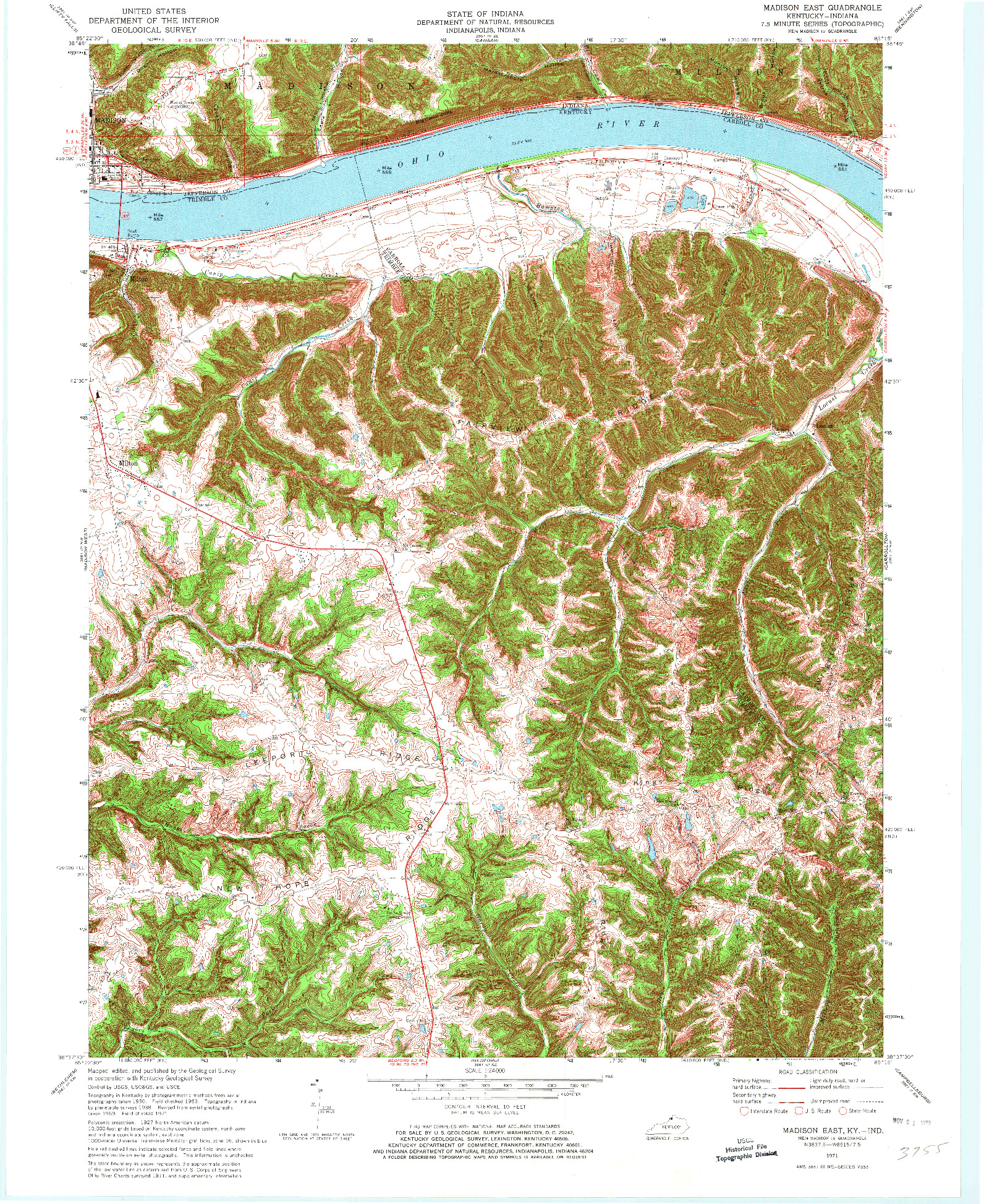 USGS 1:24000-SCALE QUADRANGLE FOR MADISON EAST, KY 1971